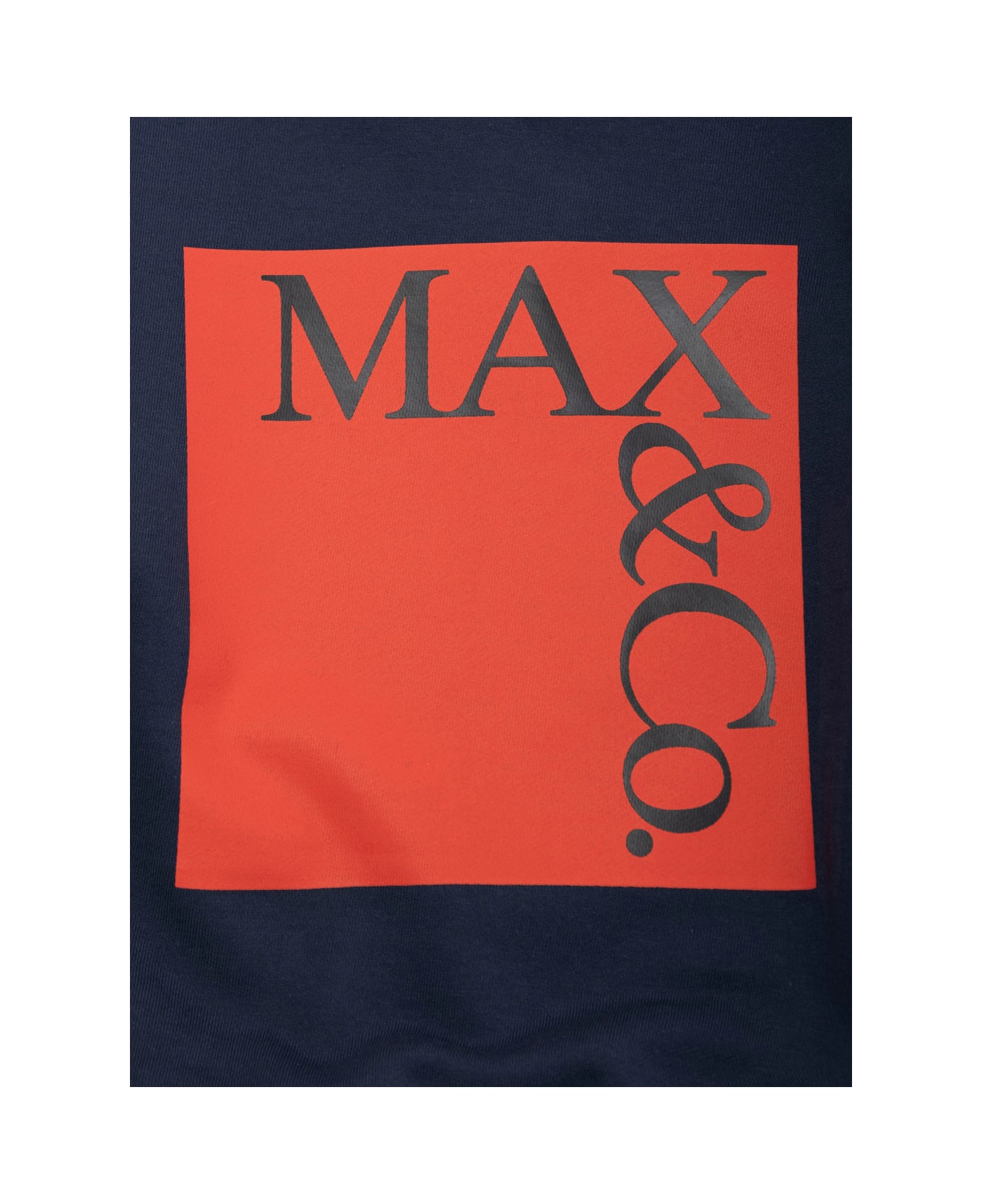 Max&Co. Blue Crewneck T-shirt With Maxi Logo Print On The Front In Cotton Girl - Blu