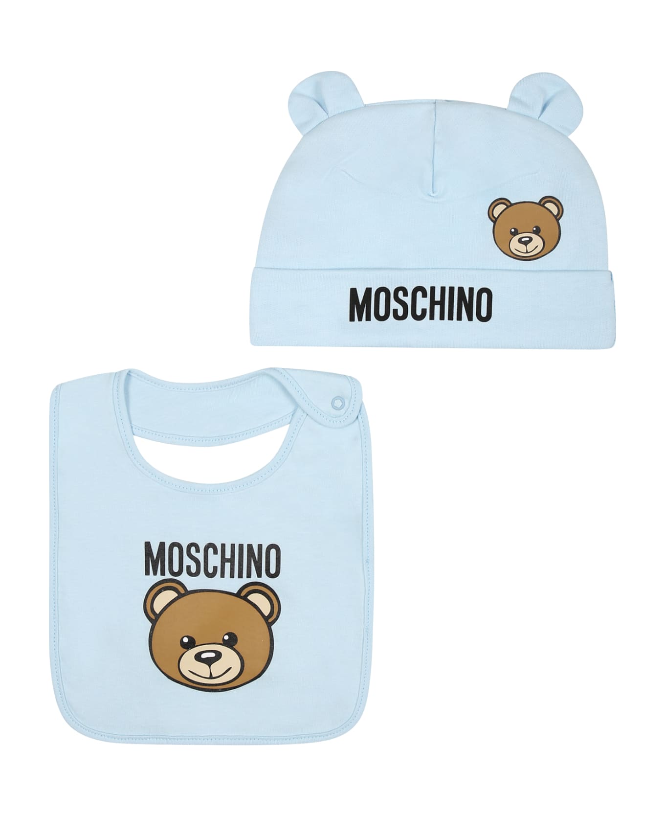 Moschino Light Blue Set For Baby Boy With Teddy Bear - Light Blue