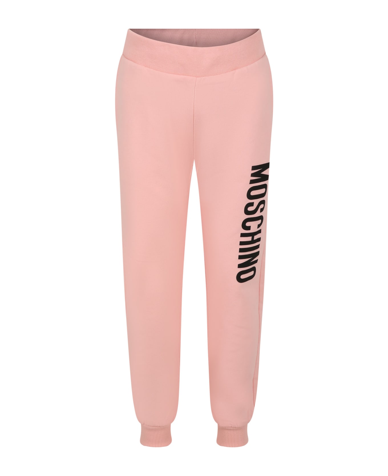 Moschino Pink Trousers For Girl With Logo - Rosa ボトムス
