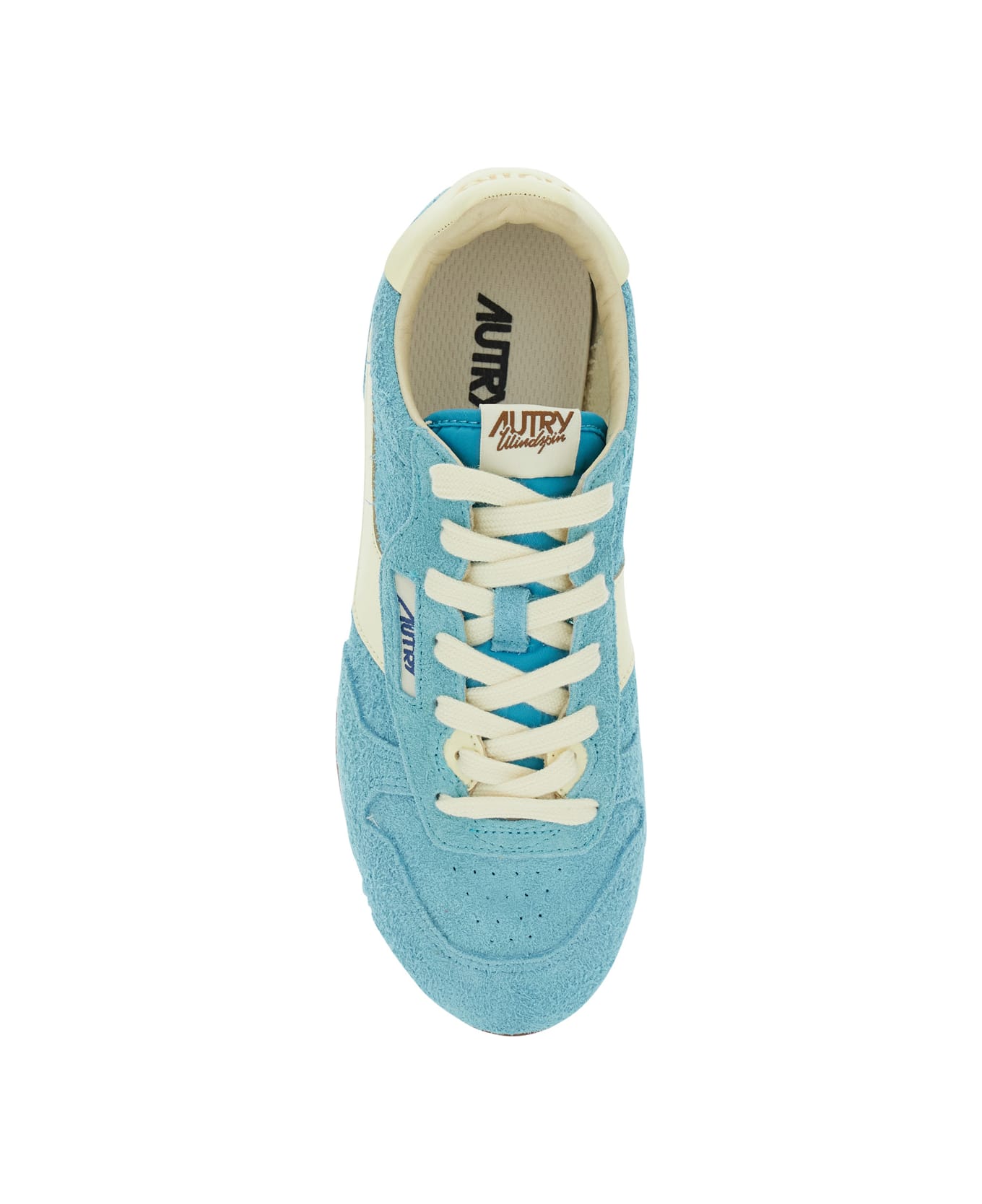 Autry 'windspin Low' Light-blue Sneaker With Logo On The Side And On The Heel In Suede Woman - Light blue