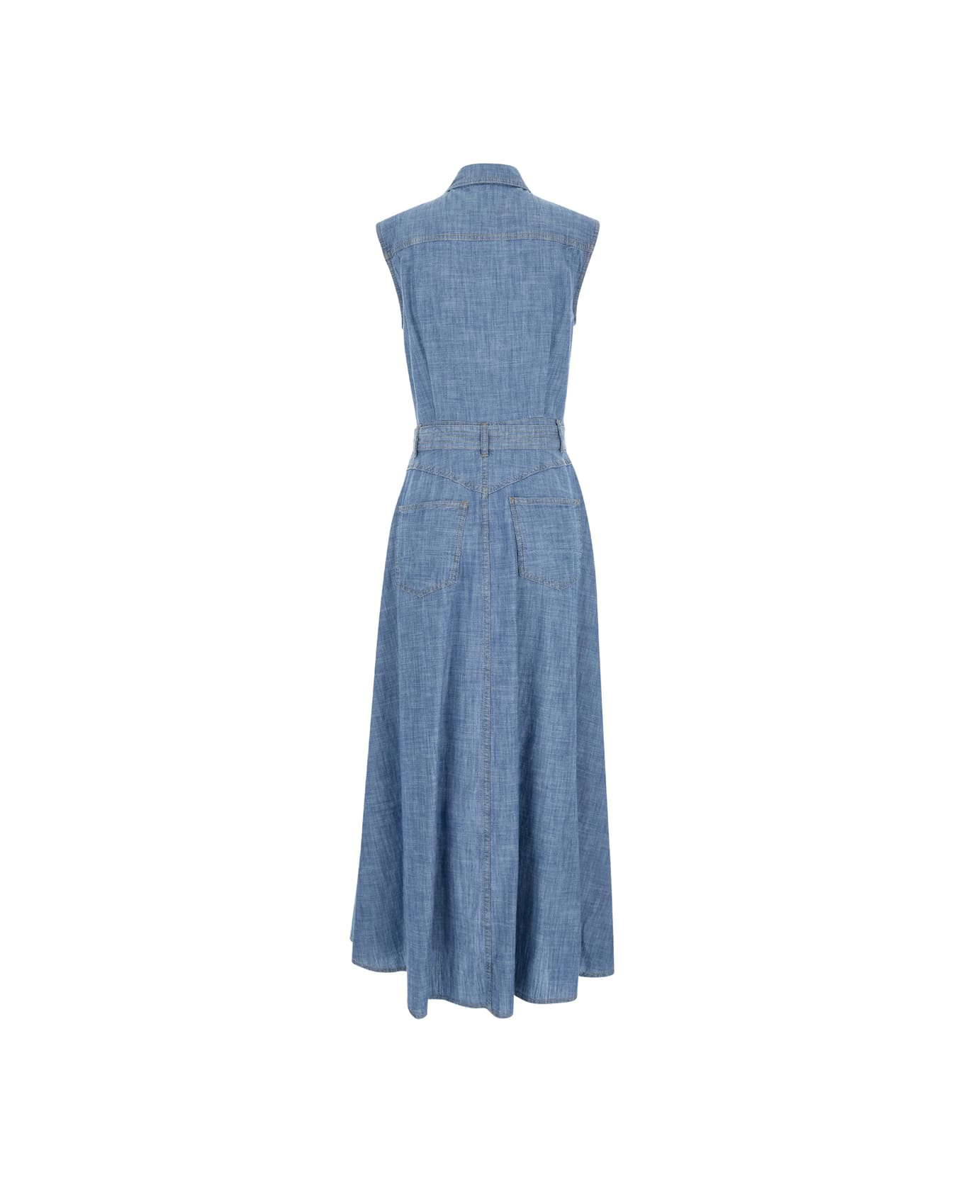 SEMICOUTURE Light Blue Chemisier Long Dress In Denim Woman - Blu ワンピース＆ドレス