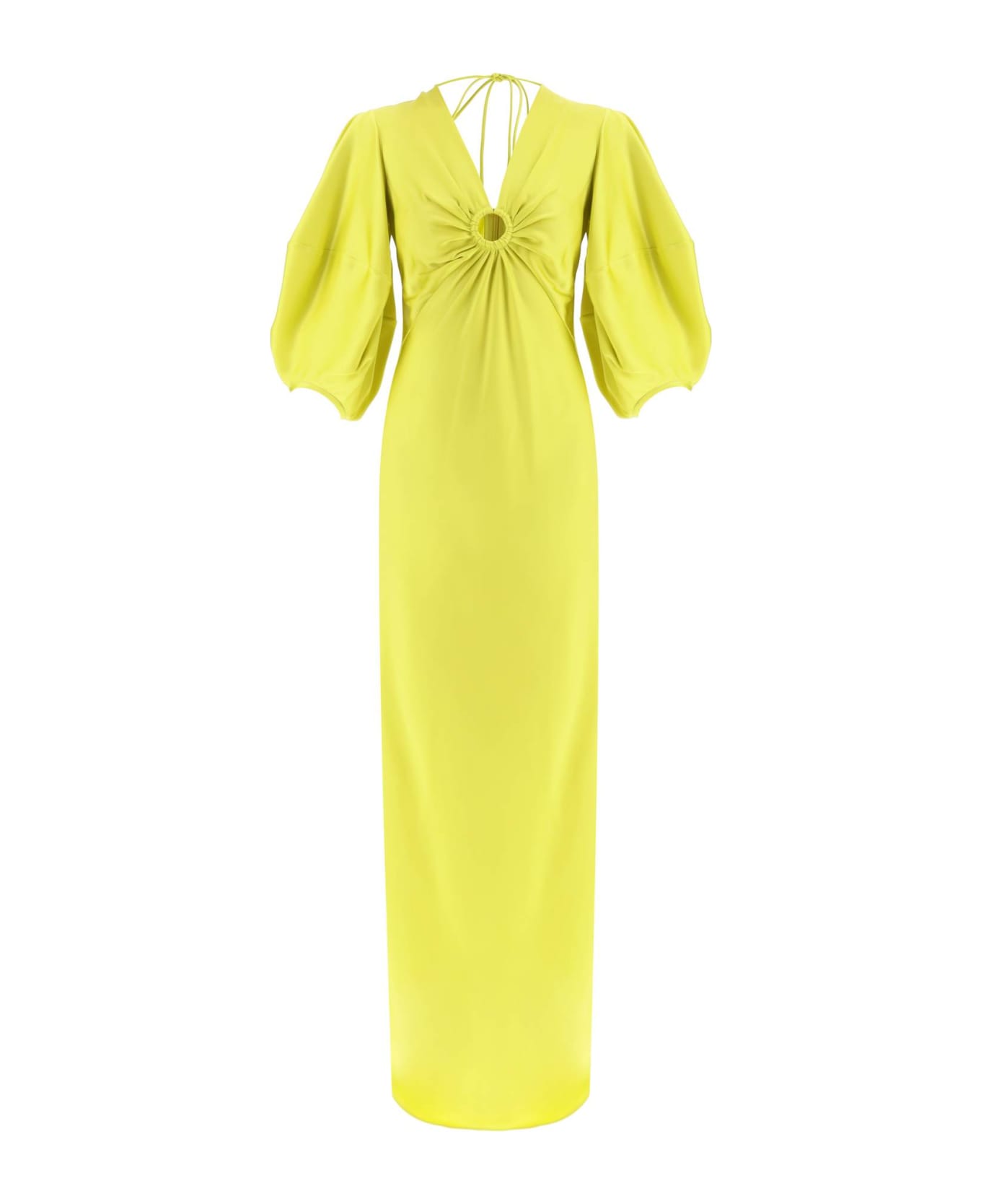 Stella McCartney Balloon-sleeved V-neck Long Dress - Lime