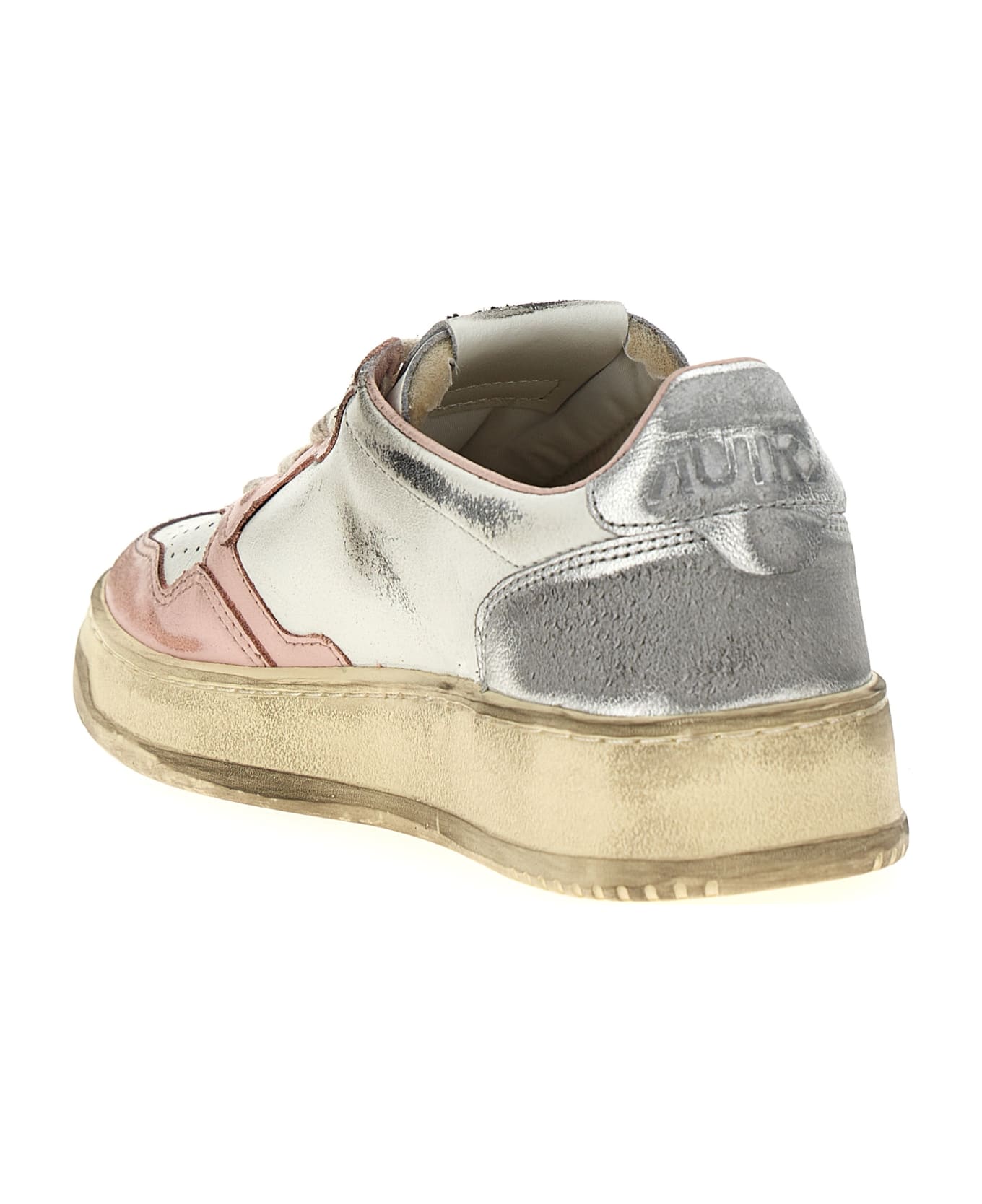 Autry Super Vintage Medalist Low Sneakers - White, pink, silver スニーカー