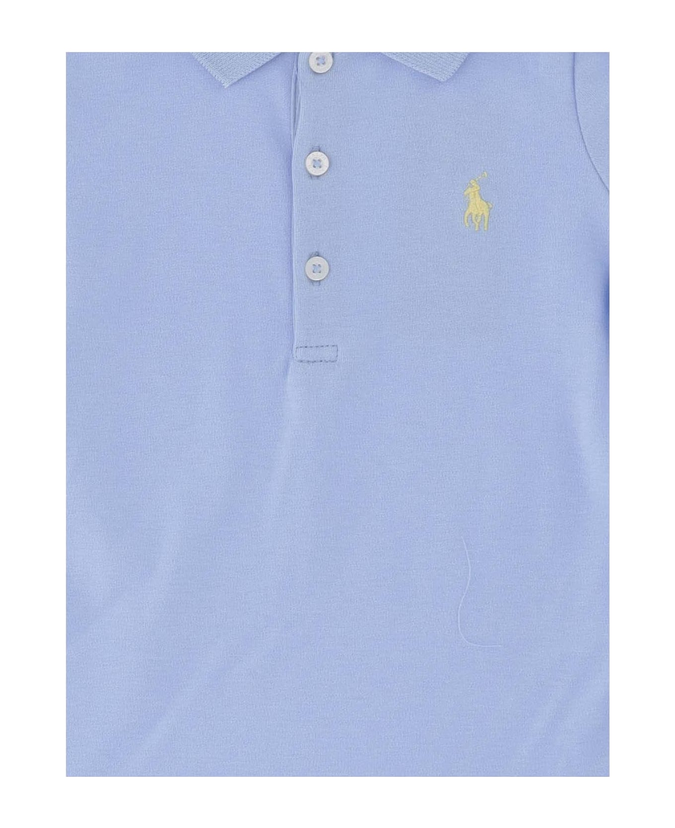 Polo Ralph Lauren Cotton Dress With Ruffles And Logo - Blue ワンピース＆ドレス