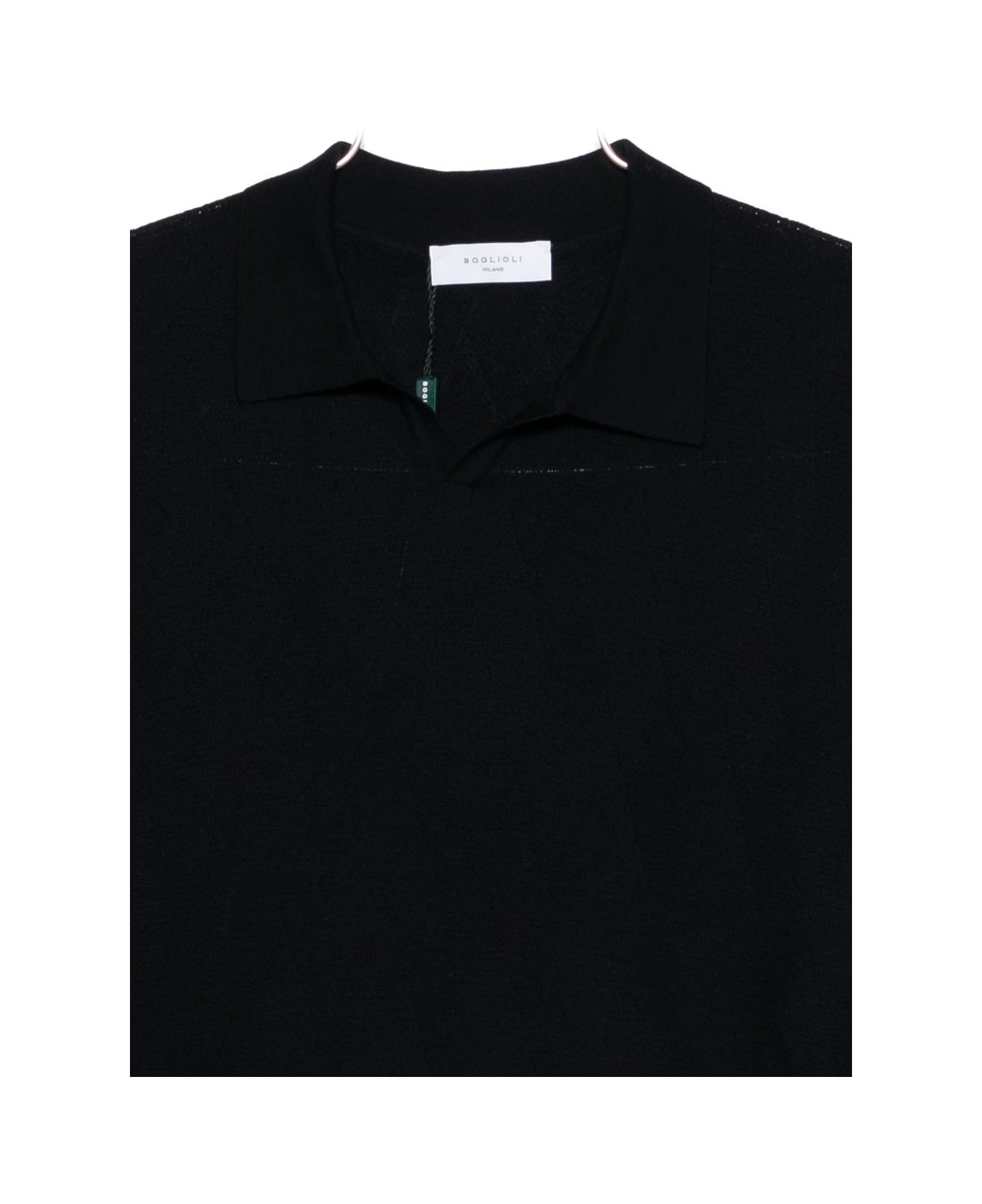 Boglioli Wool Polo-neck T-shirt - Black