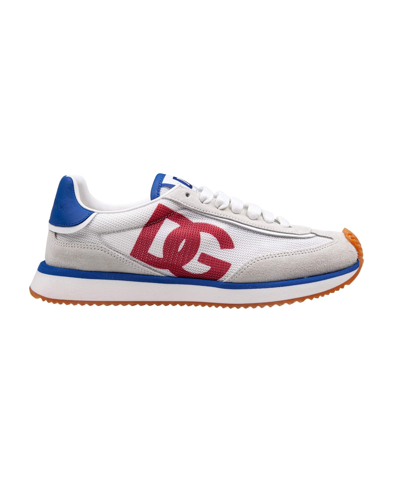 Dolce & Gabbana Cushion Sneakers In Mixed Materials White And Red Color - White/Red
