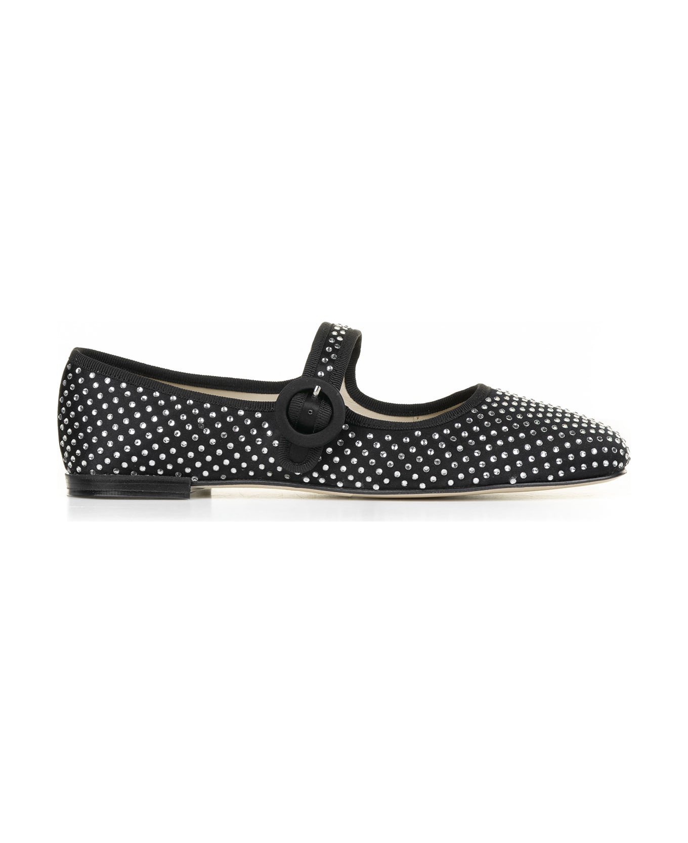 Repetto Square Toe Mary Jane Ballet Flat With Rhinestones - NOIR