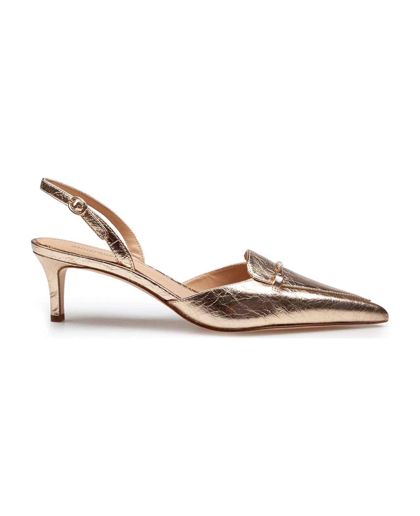 Michael Kors Lena Slingback In Metallic Leather Gold Color - Pale Gold