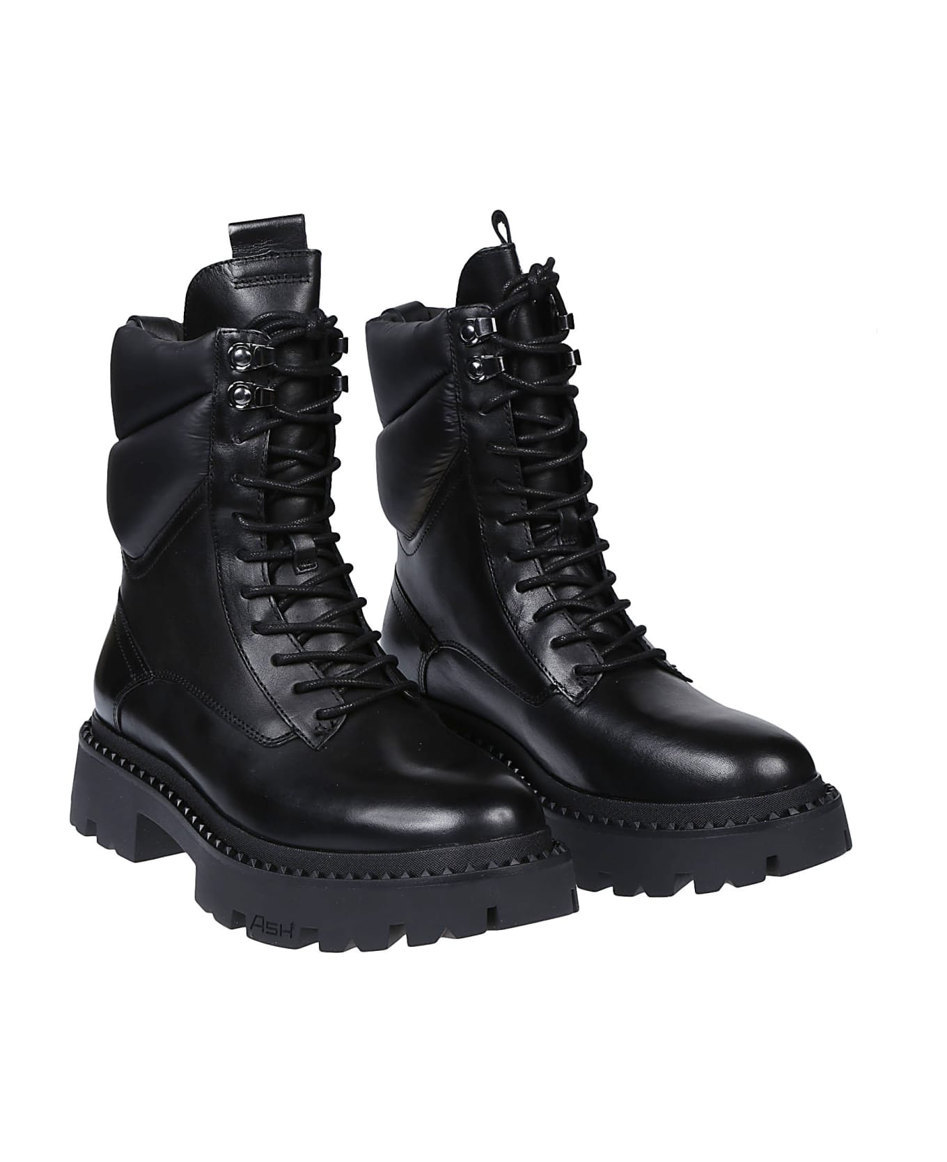 Ash Gotta Combat Ankle Boots - Black/shinypuffy Black