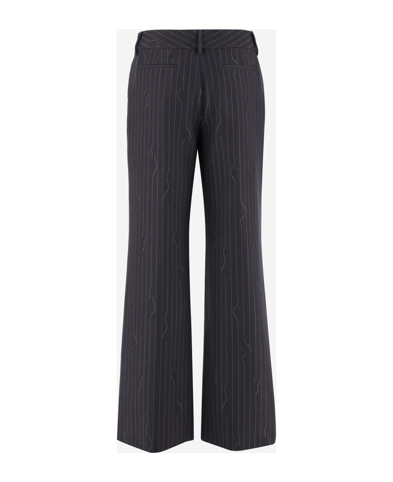 Off-White Wool Blend Pinstripe Pants - Black ボトムス