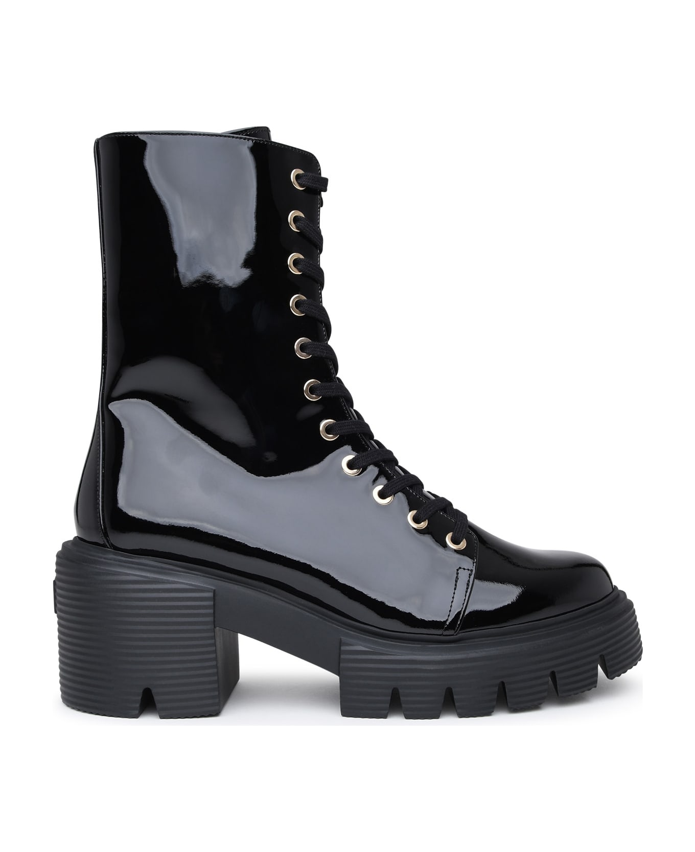 Stuart Weitzman Black Patent Leather Soho Boots - Black