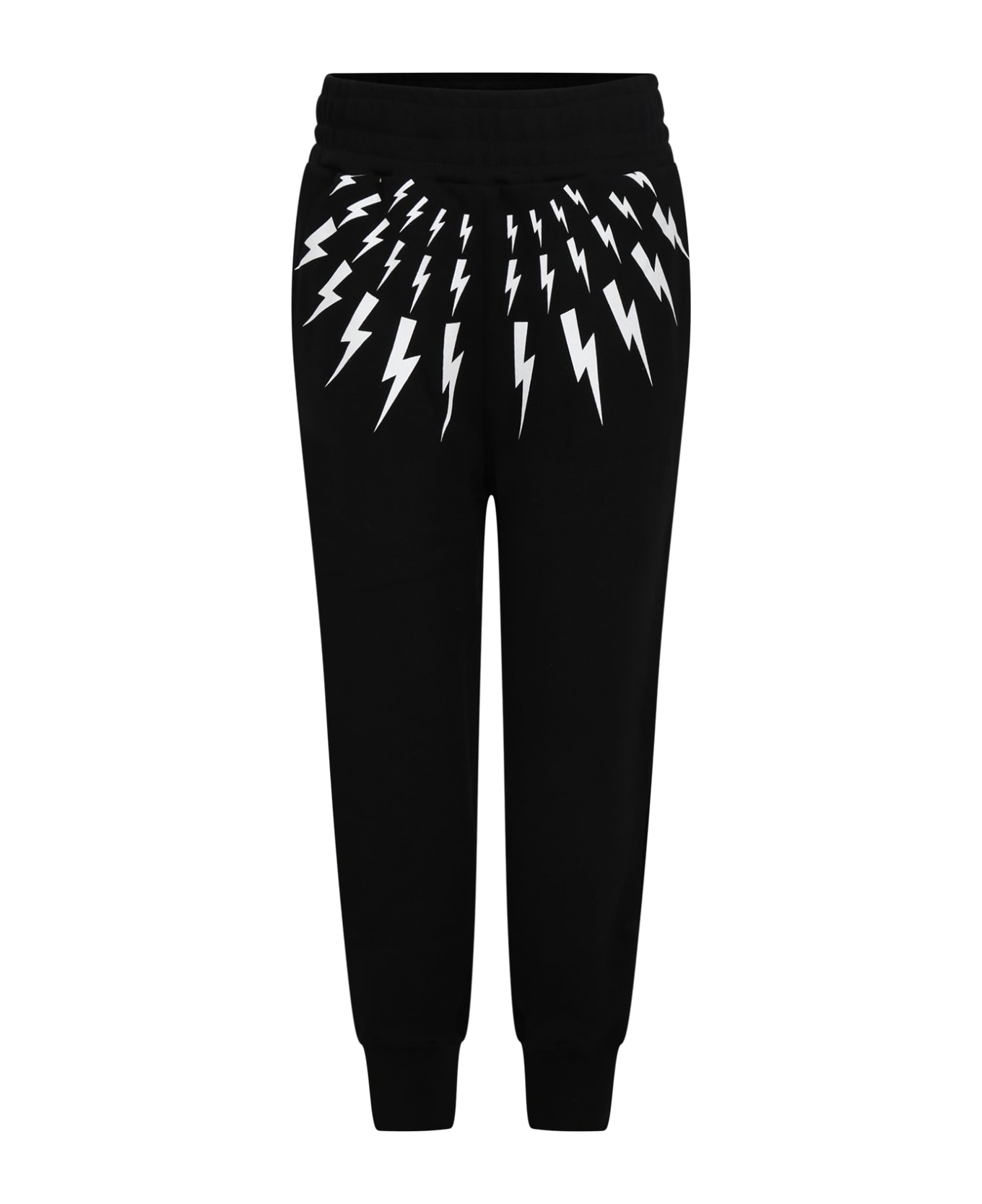 Neil Barrett Black Trousers For Boy With Iconic Lightning Bolts And Logo - Black ボトムス