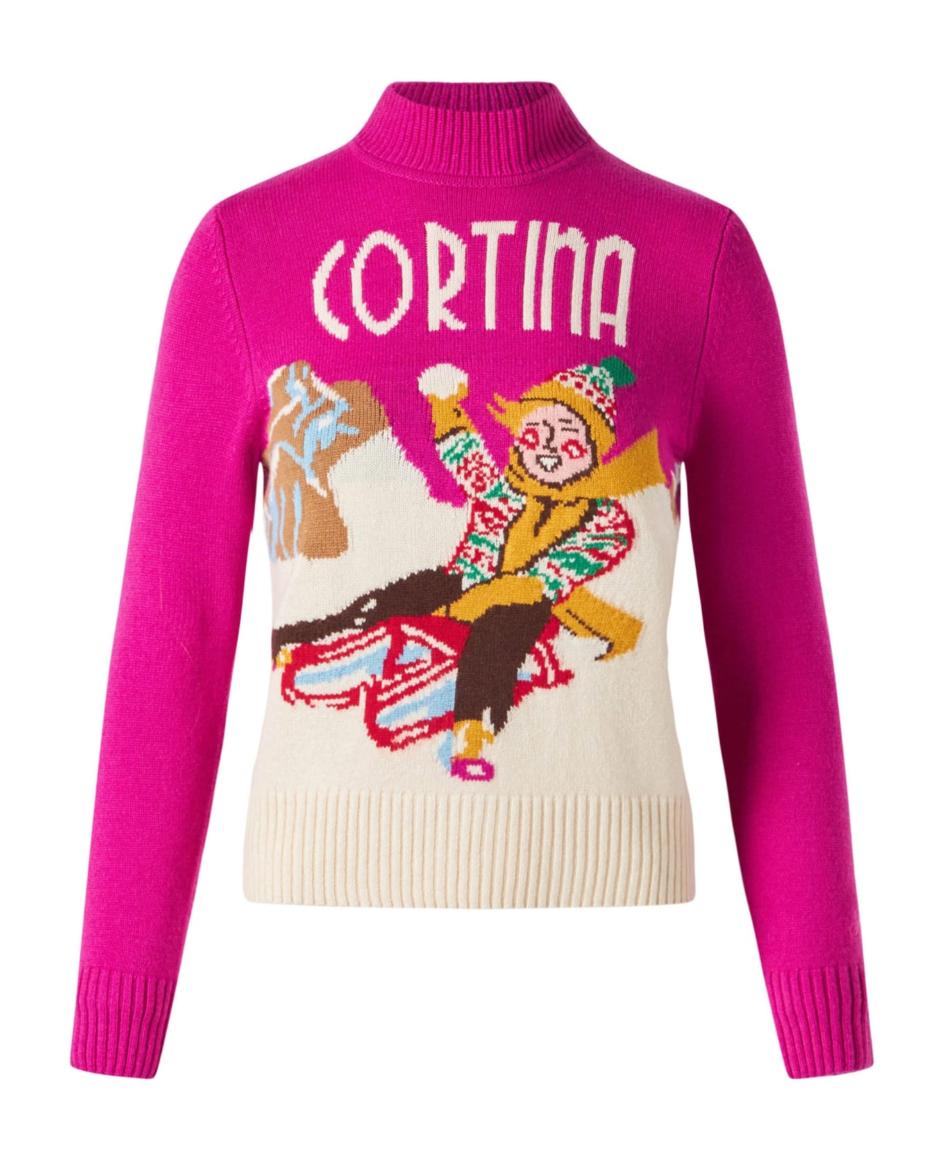 MC2 Saint Barth Woman Crewneck Sweater With Cortina Postcard - PINK