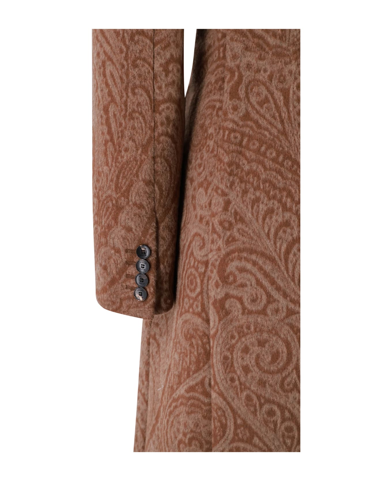 Etro Long Wool Coat With Paisley Pattern