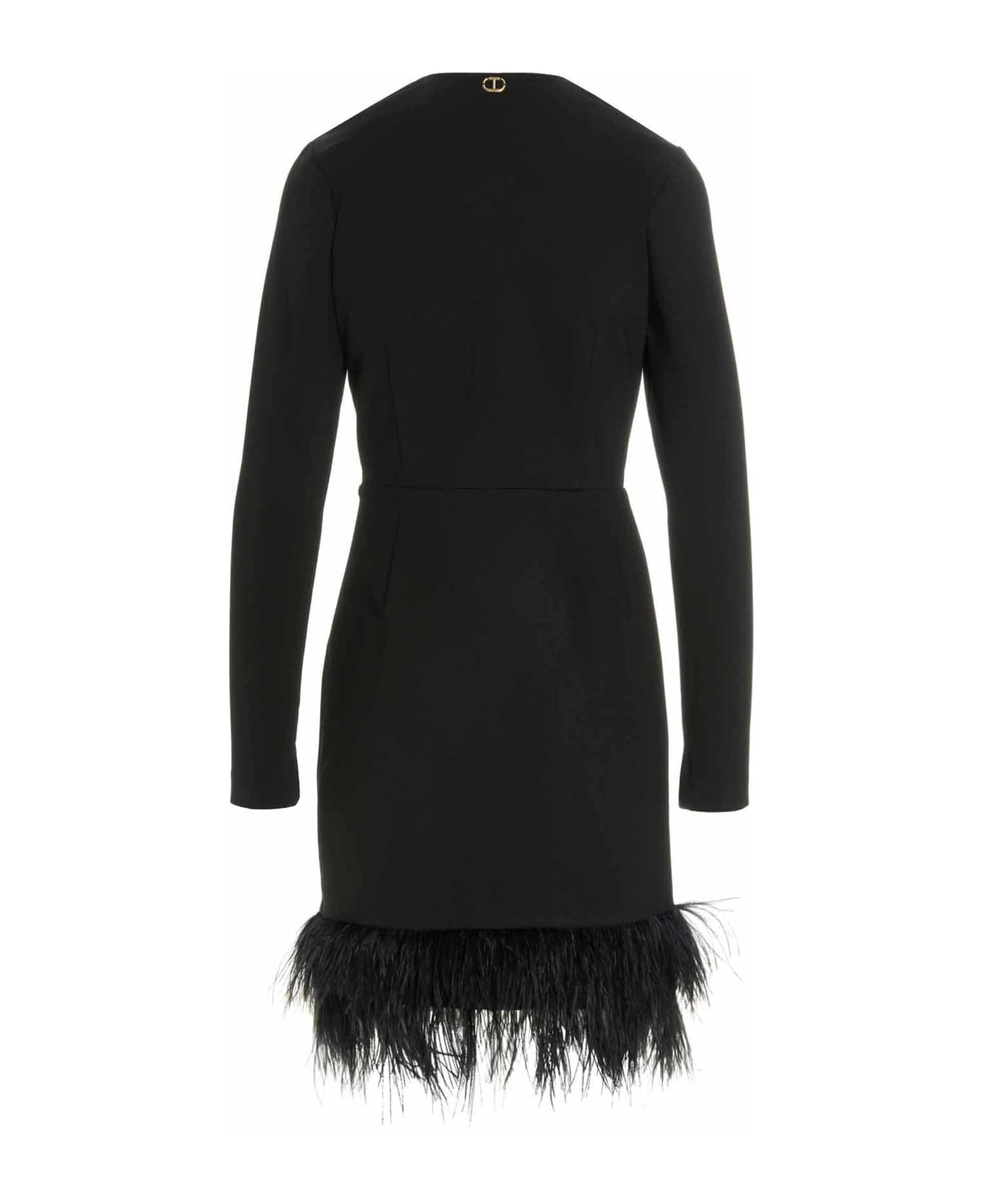 TwinSet Feather Dress TwinSet - BLACK