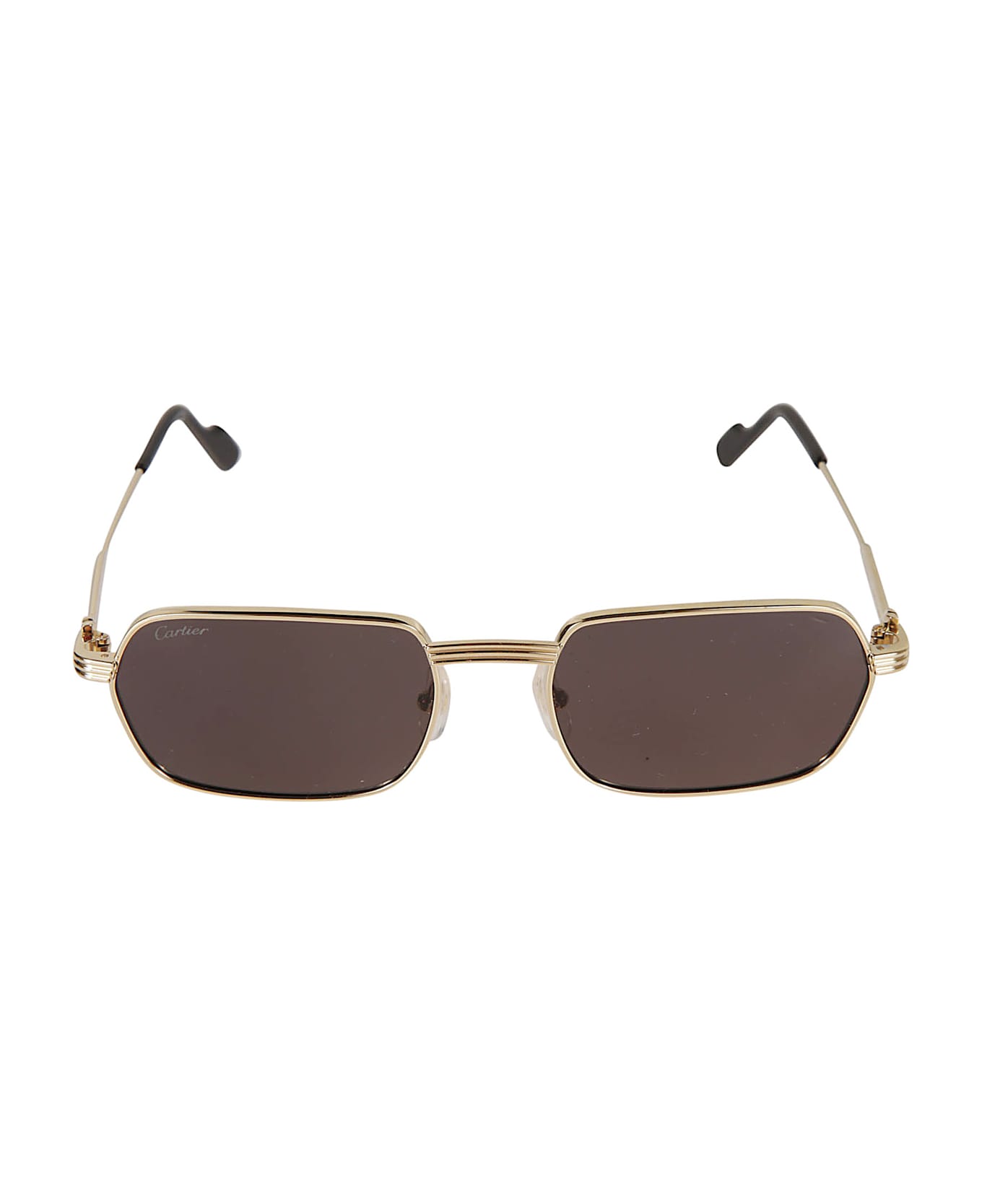Cartier Eyewear Rectangle Curved Sunglasses - 001 gold gold grey