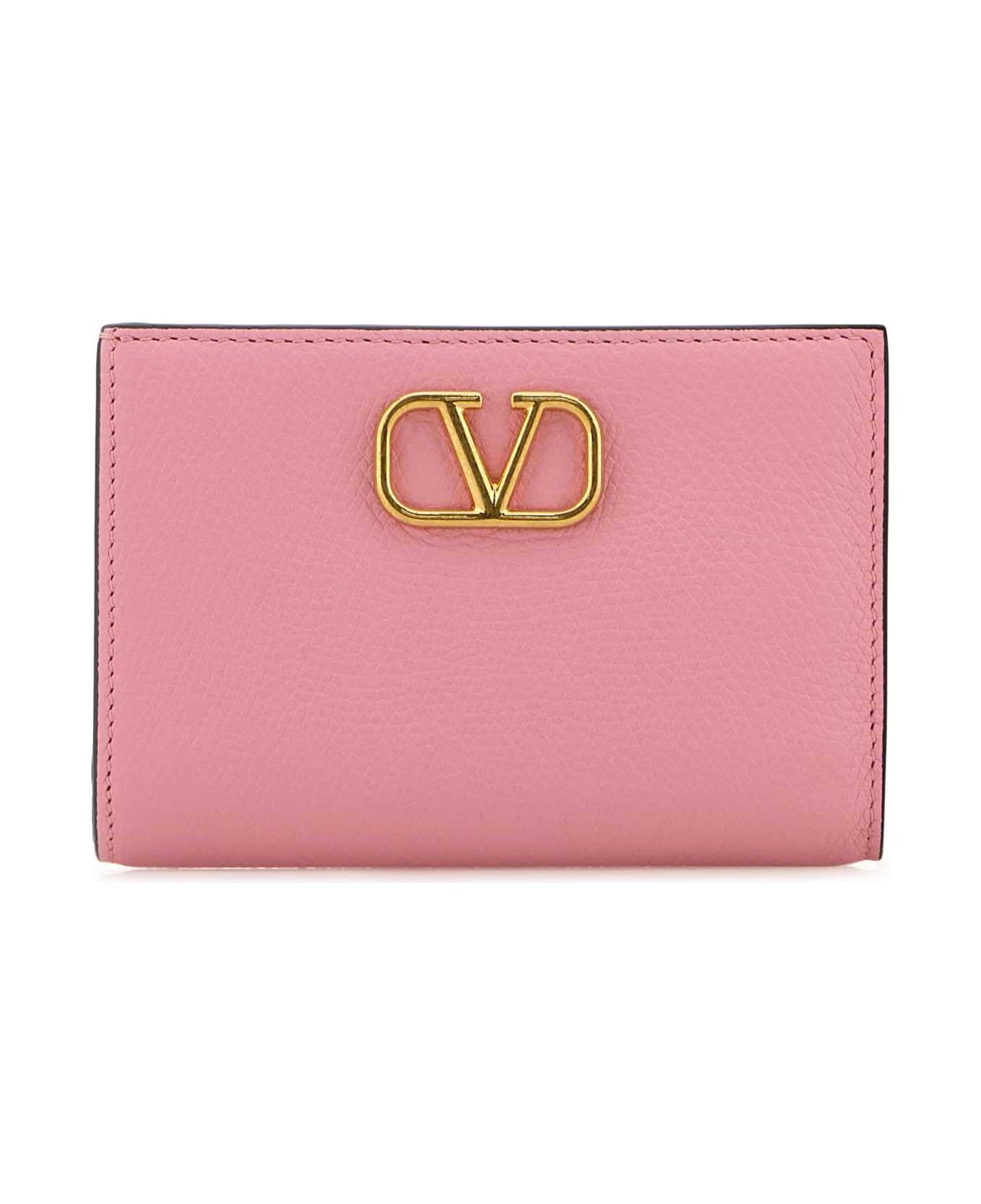 Valentino Garavani Pink Leather Vlogo Wallet - BUBBLE