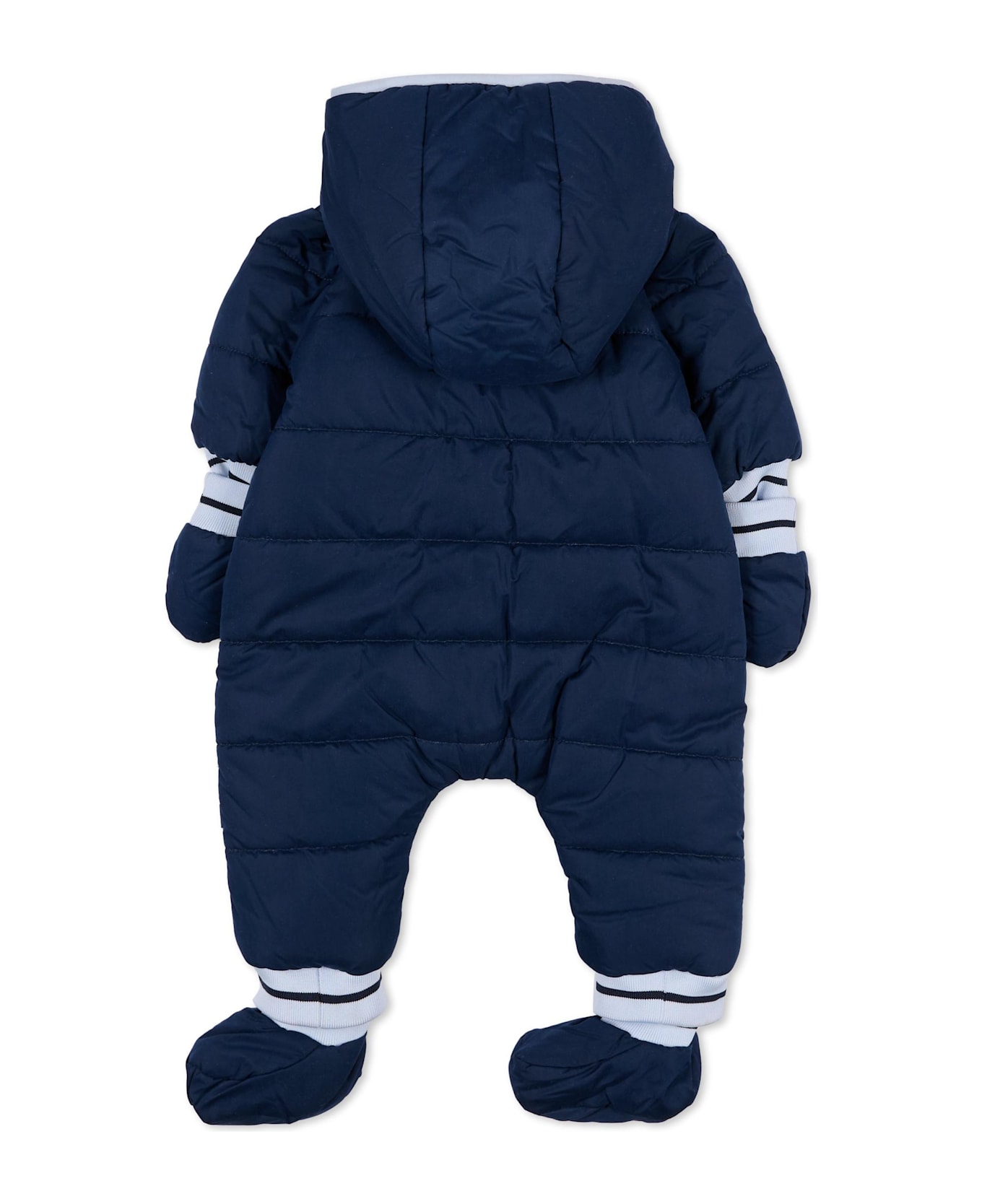 Hugo Boss Blue Down Jacket For Baby Boy With Logo - Blue