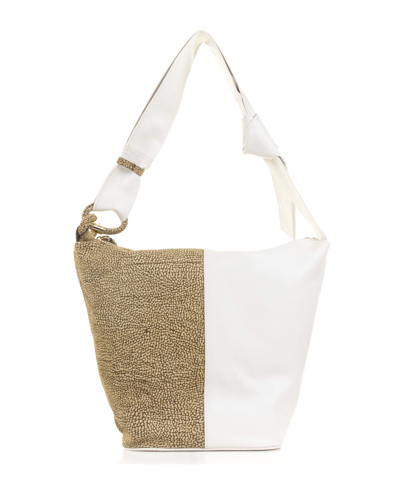 Borbonese Sunset Medium Bucket Bag In Nappa Leather - CHANTILLY CREAM/OP NATURALE