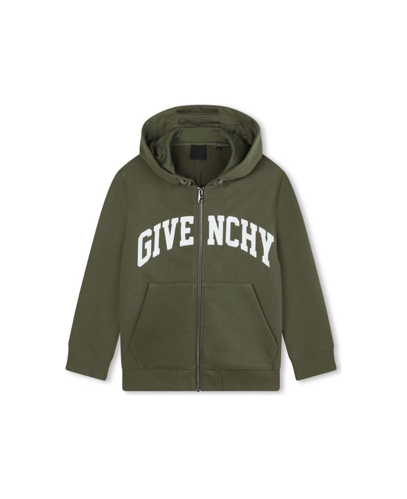 Givenchy Green Hoodie With Logo Lettering In Cotton Blend Boy - Tiglio