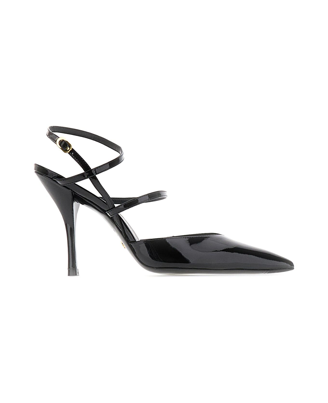 Stuart Weitzman Black Leather Strapeze Pumps - BLK