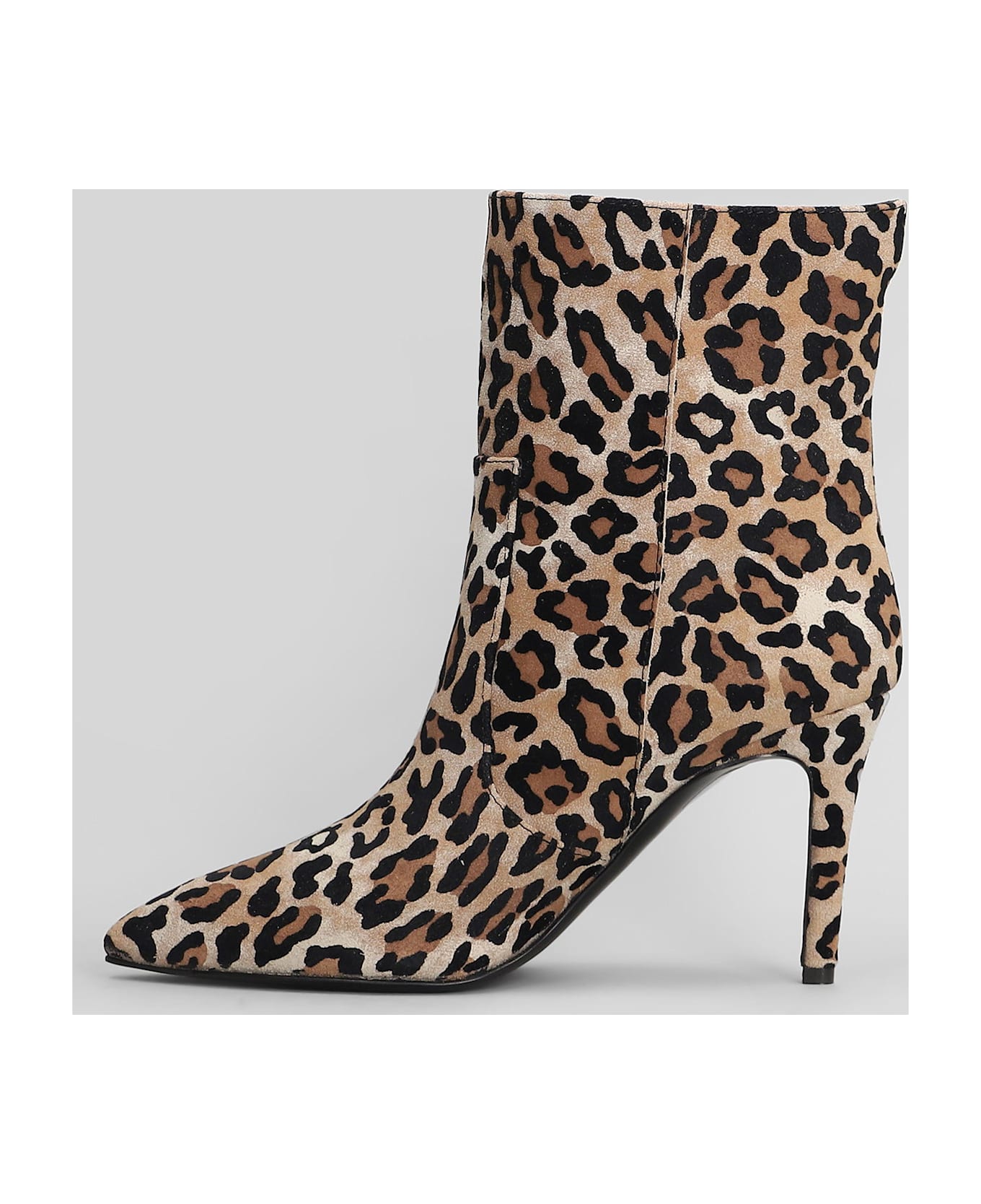 Via Roma 15 High Heels Ankle Boots In Animalier Suede - Animalier