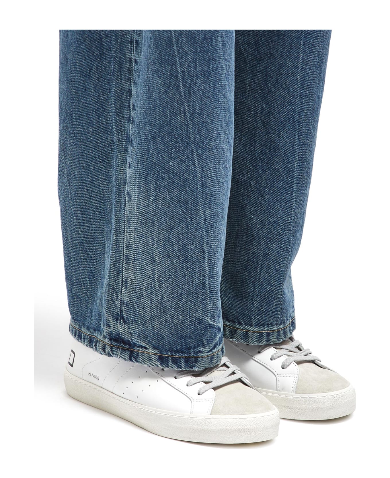 D.A.T.E. Hill Low Vintage Leather Sneaker - WHITE