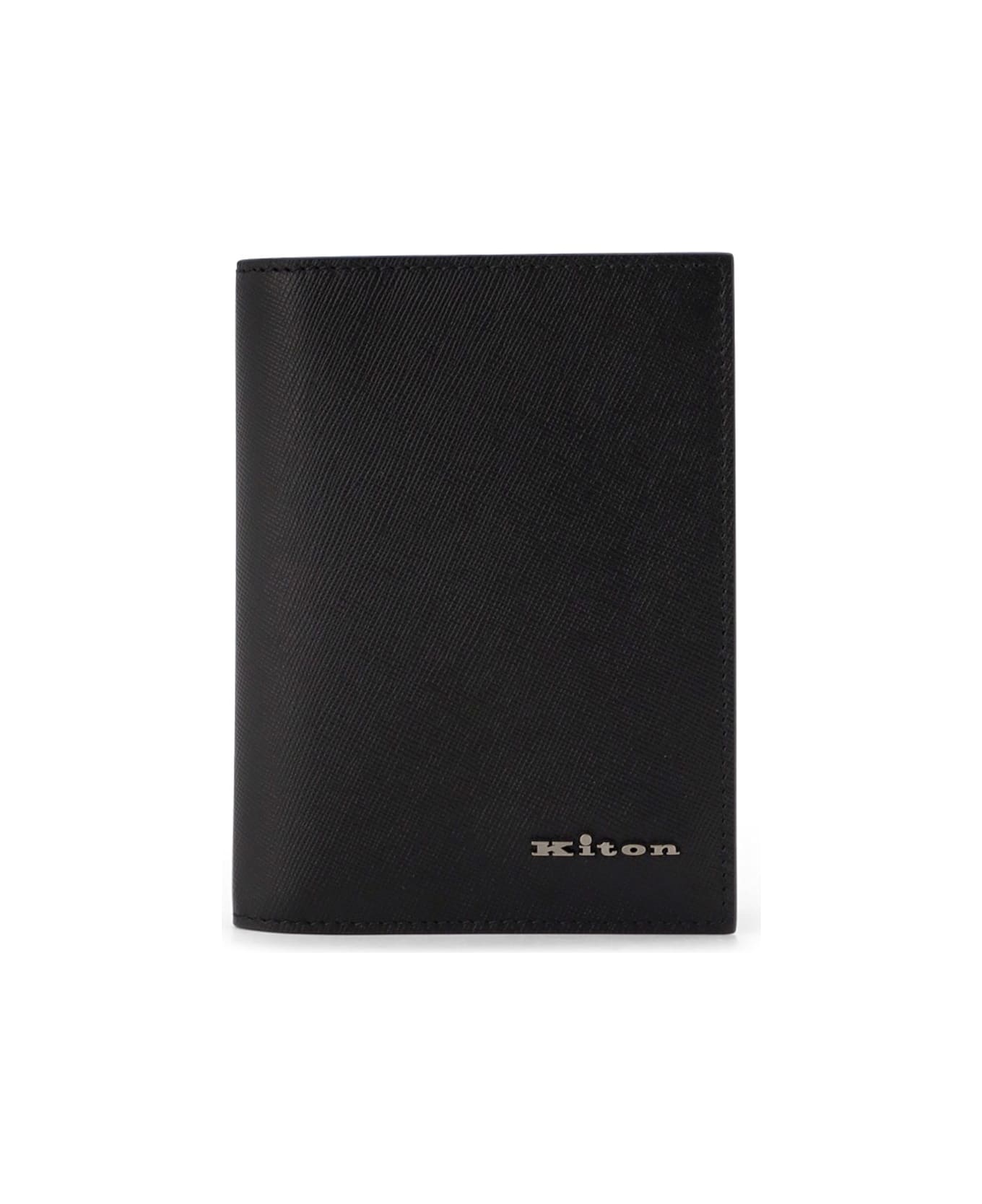 Kiton Leather Passport Holder - Black