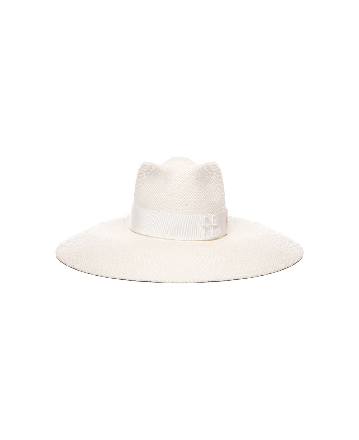 Ruslan Baginskiy Wide Brim Fedora Hat Embellished With Monogram - White