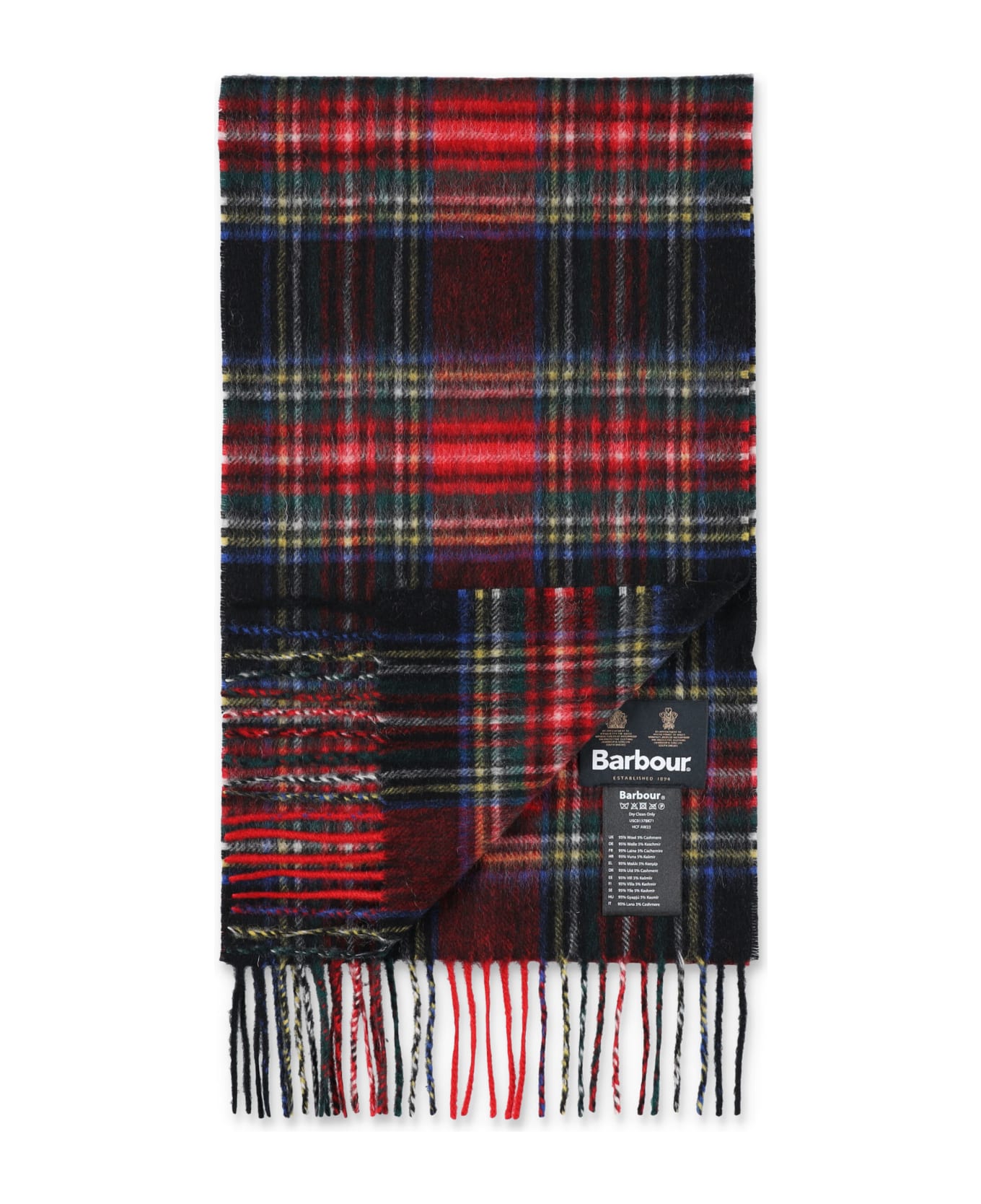 Barbour Tartan Fringed Edges Scarf - RED TARTAN