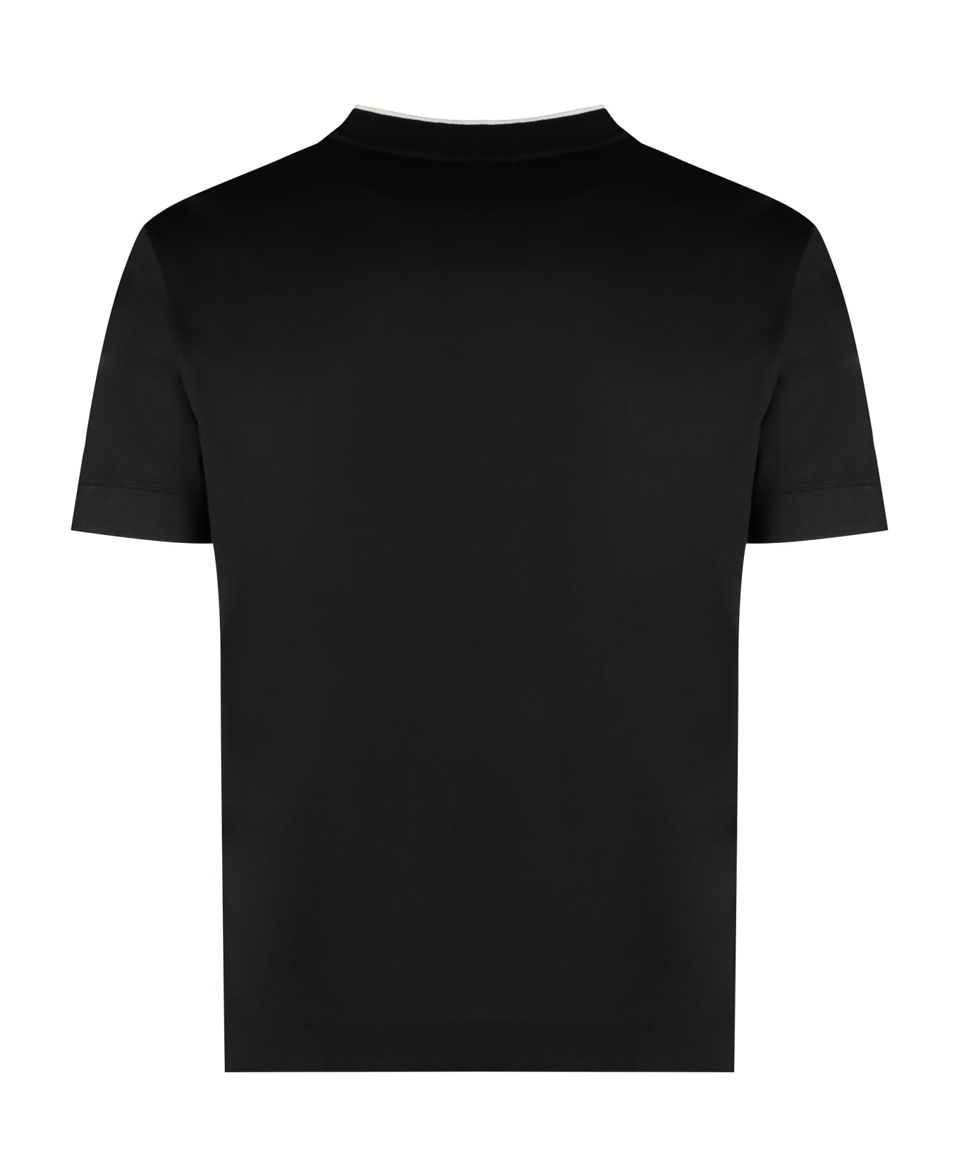 Emporio Armani Blend Cotton Crew-neck T-shirt - Logo Black