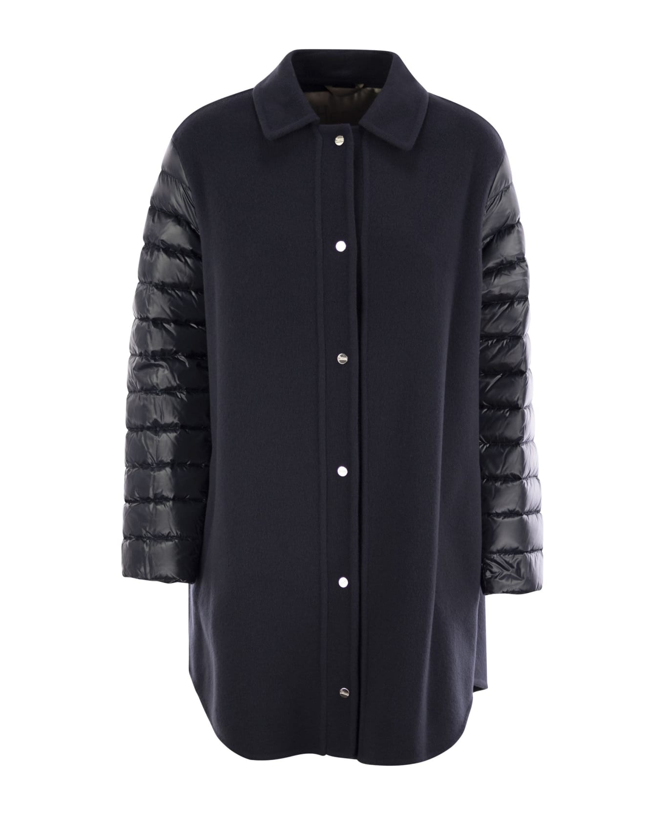 Herno Coat With Down Sleeves - Night Blue