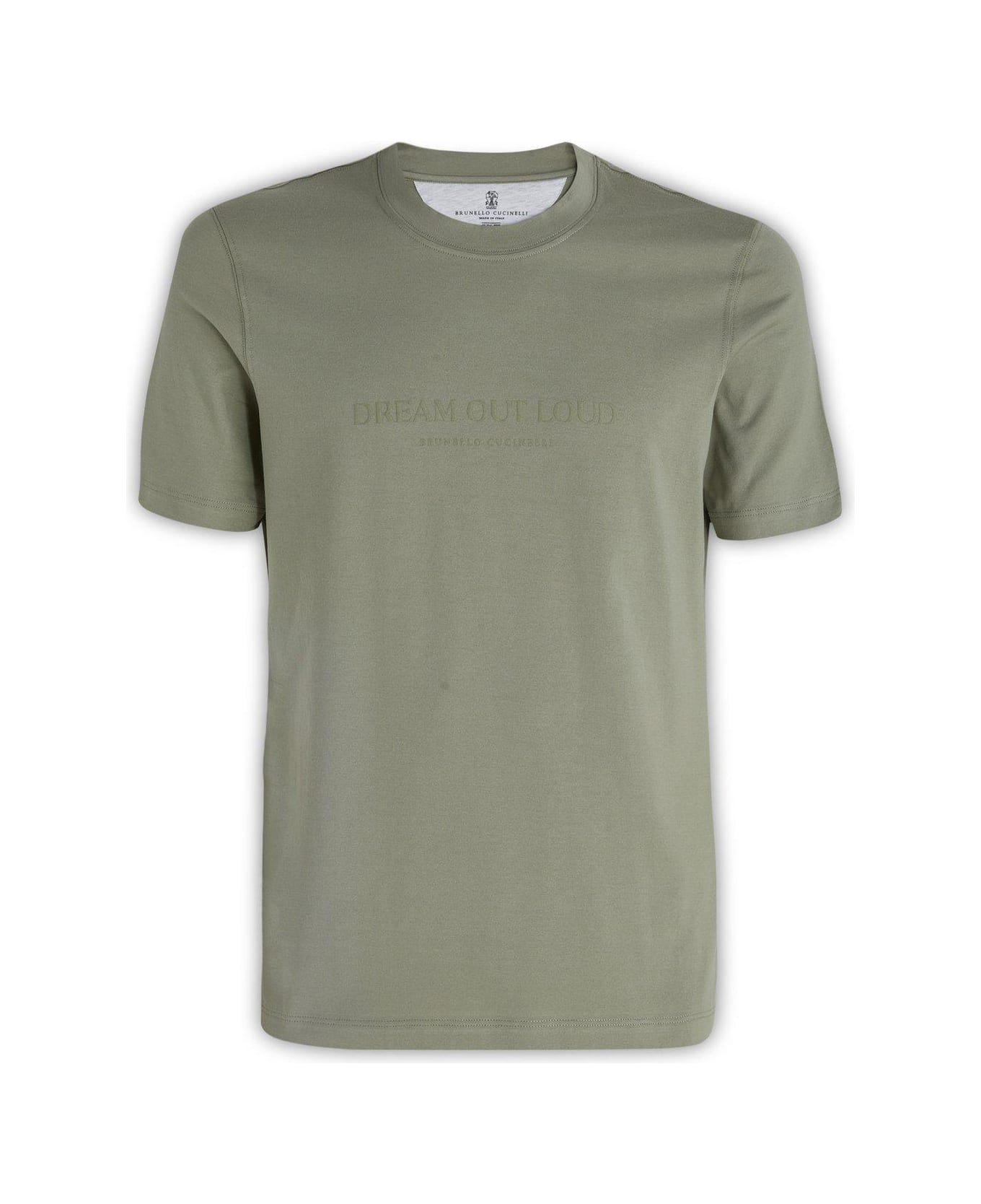 Brunello Cucinelli Logo Printed Crewneck T-shirt - GREEN シャツ