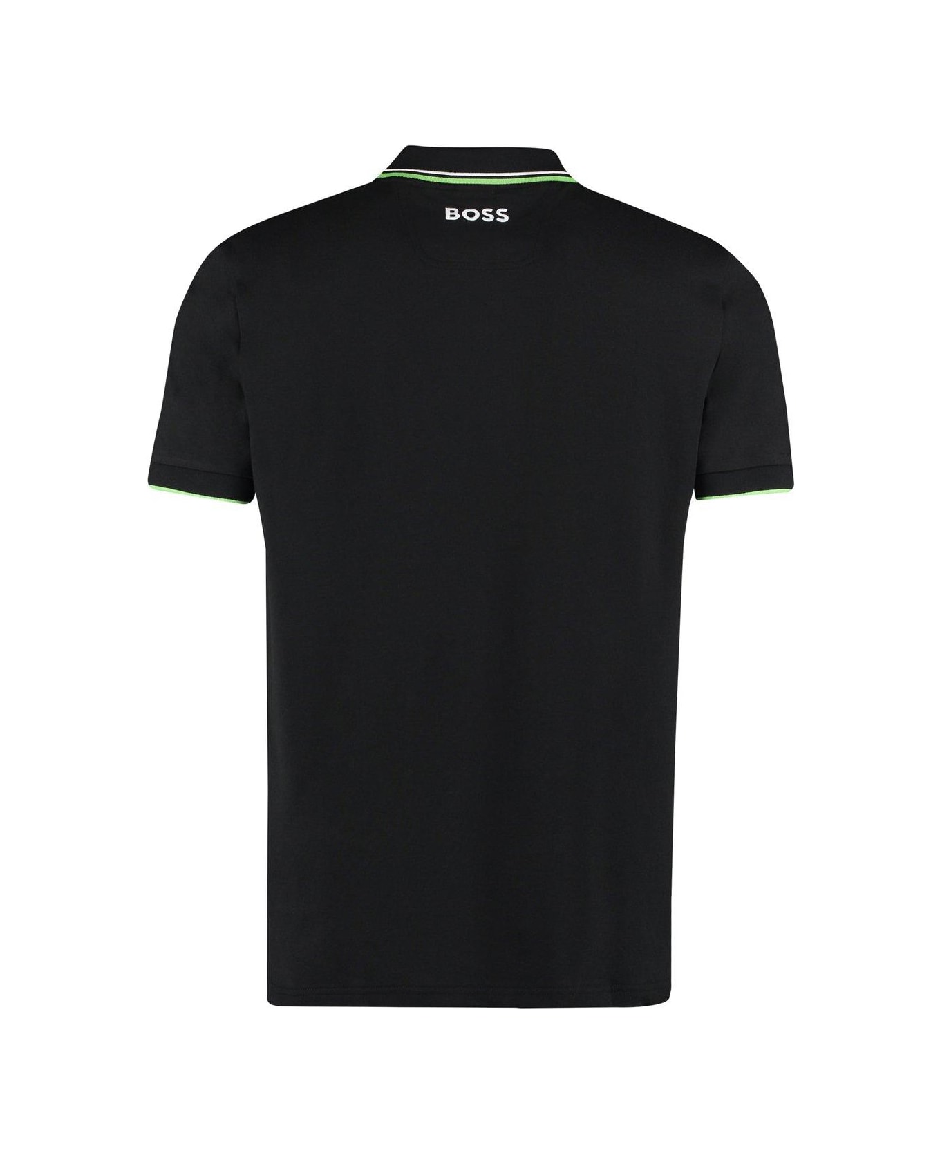 Hugo Boss Logo Embroidered Short-sleeved Polo Shirt - BLACK