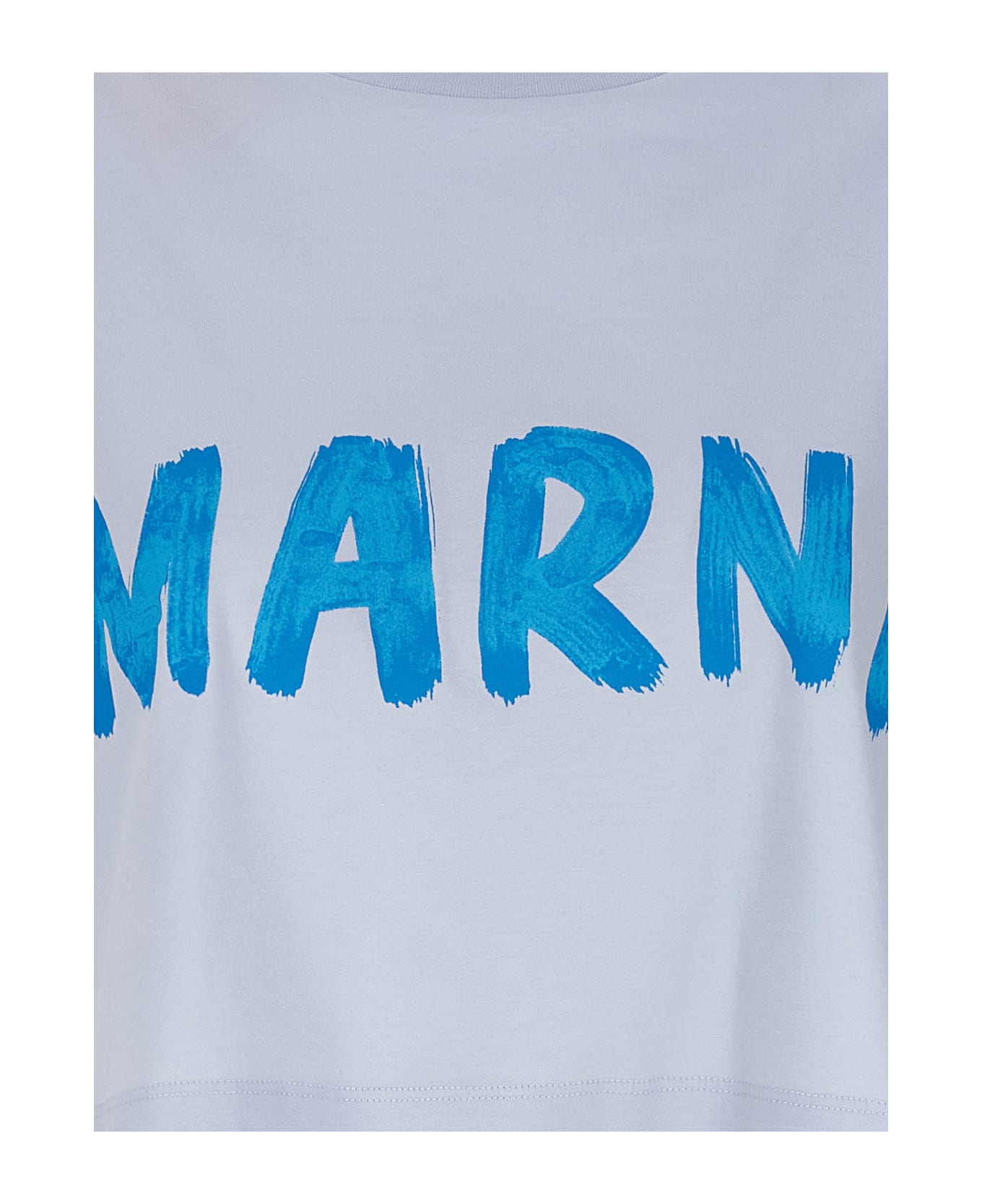 Marni Logo Print Crop T-shirt - Light Blue