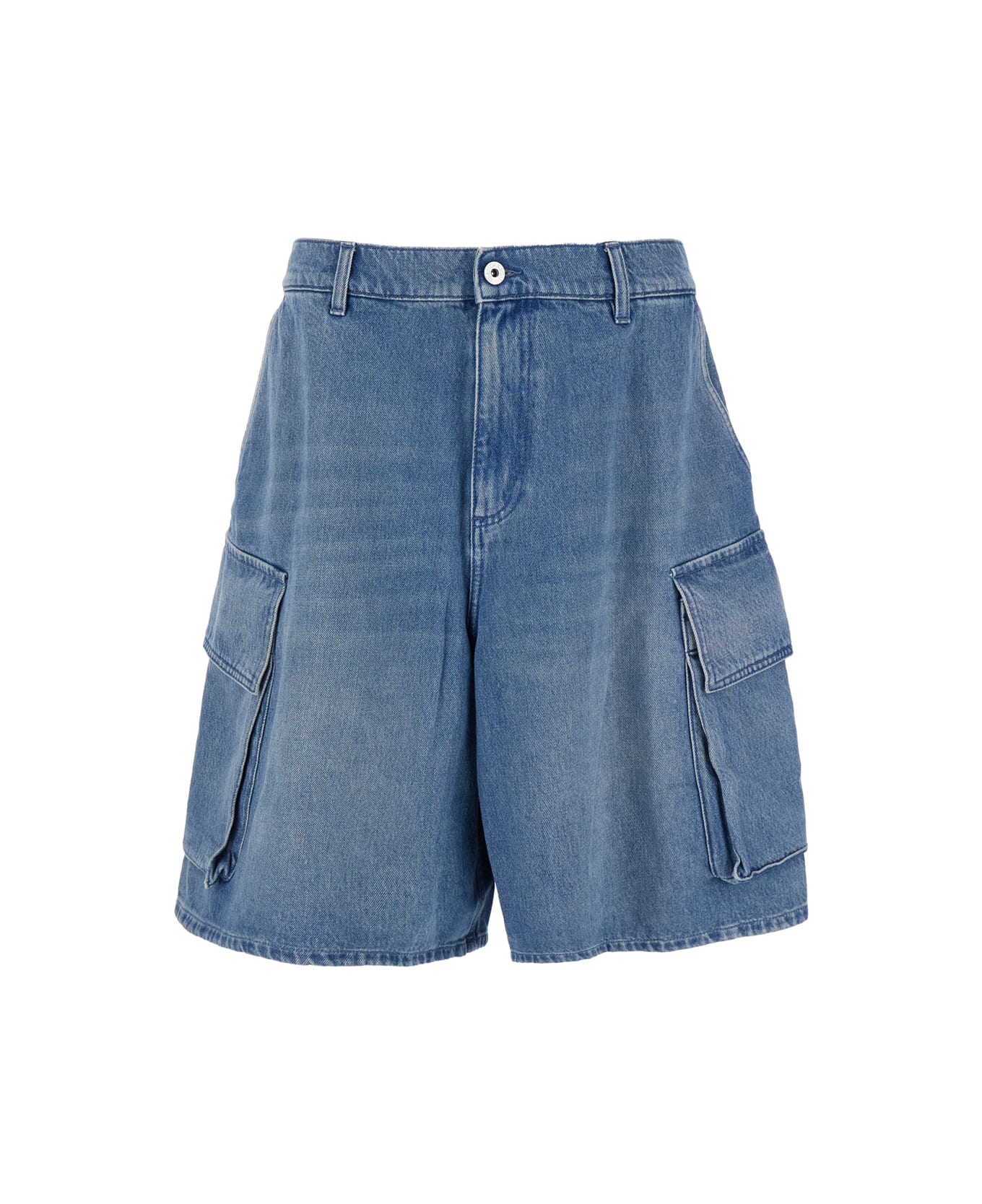 J.W. Anderson Light Blue Bermuda Shorts With Cargo Pockets And Logo Patch On The Back In Denim Man - Light blue