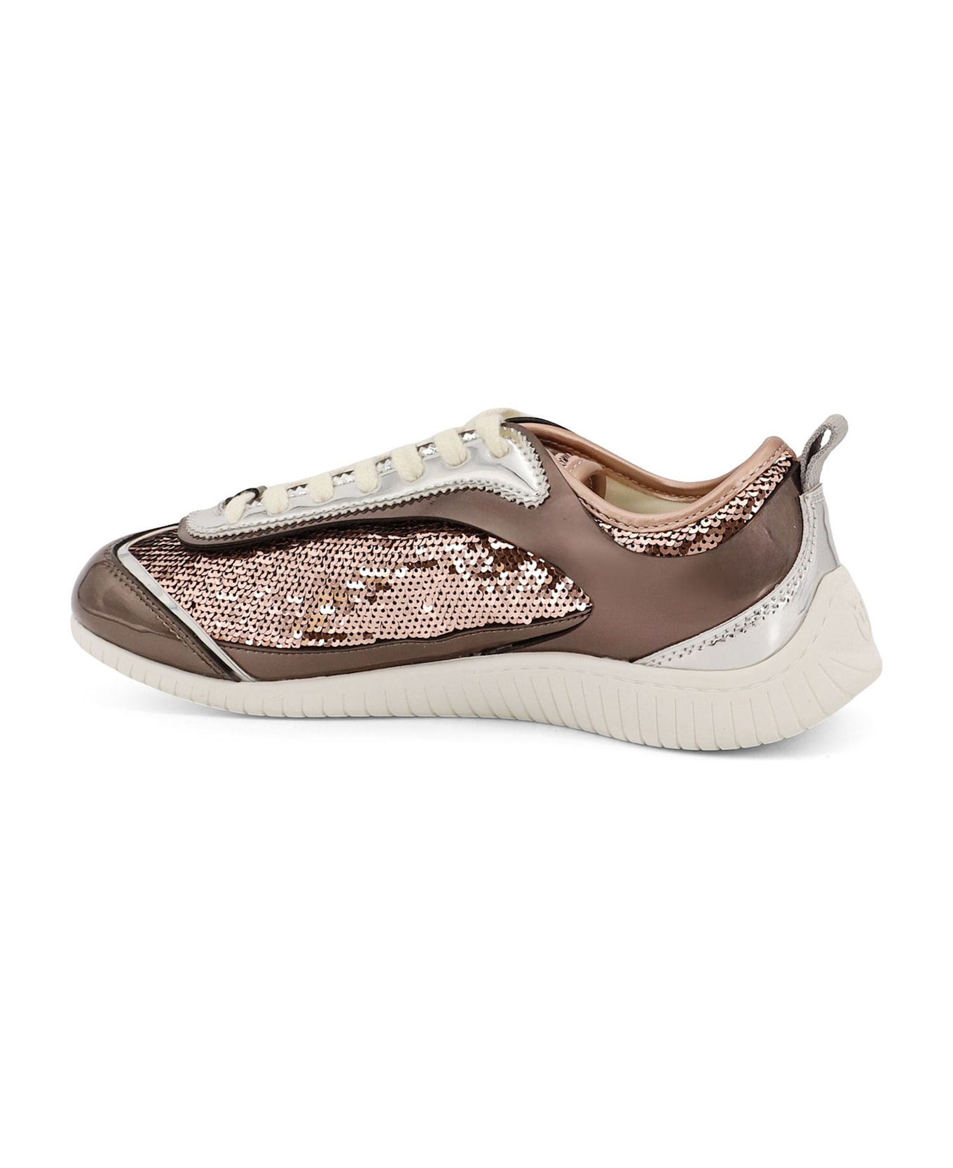Pinko Reby 10 Mirror Fabric Sneakers With Sequins - Brown