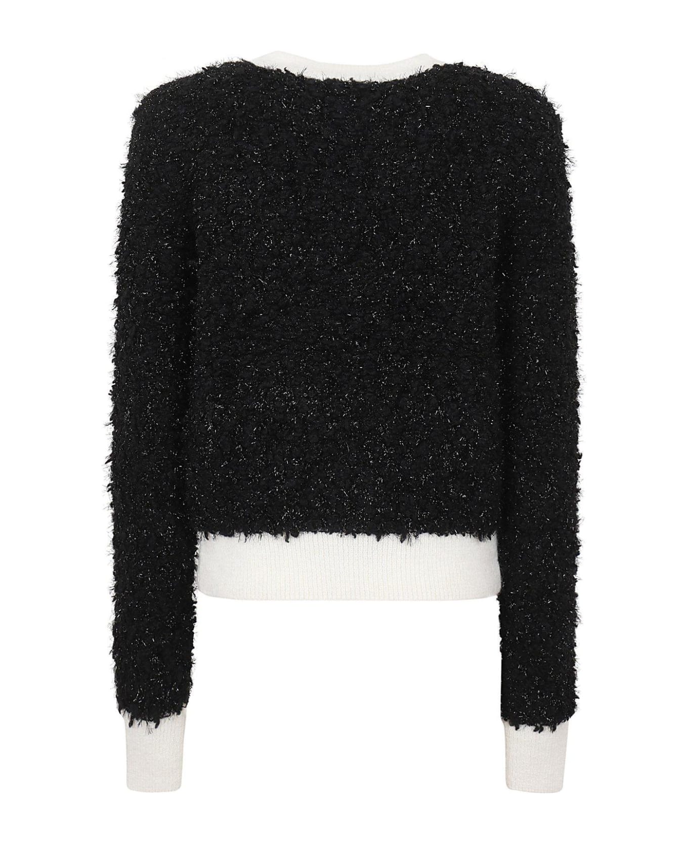 Balmain Glitter Detailed Contrasted Trim Cardigan - Nero/bianco