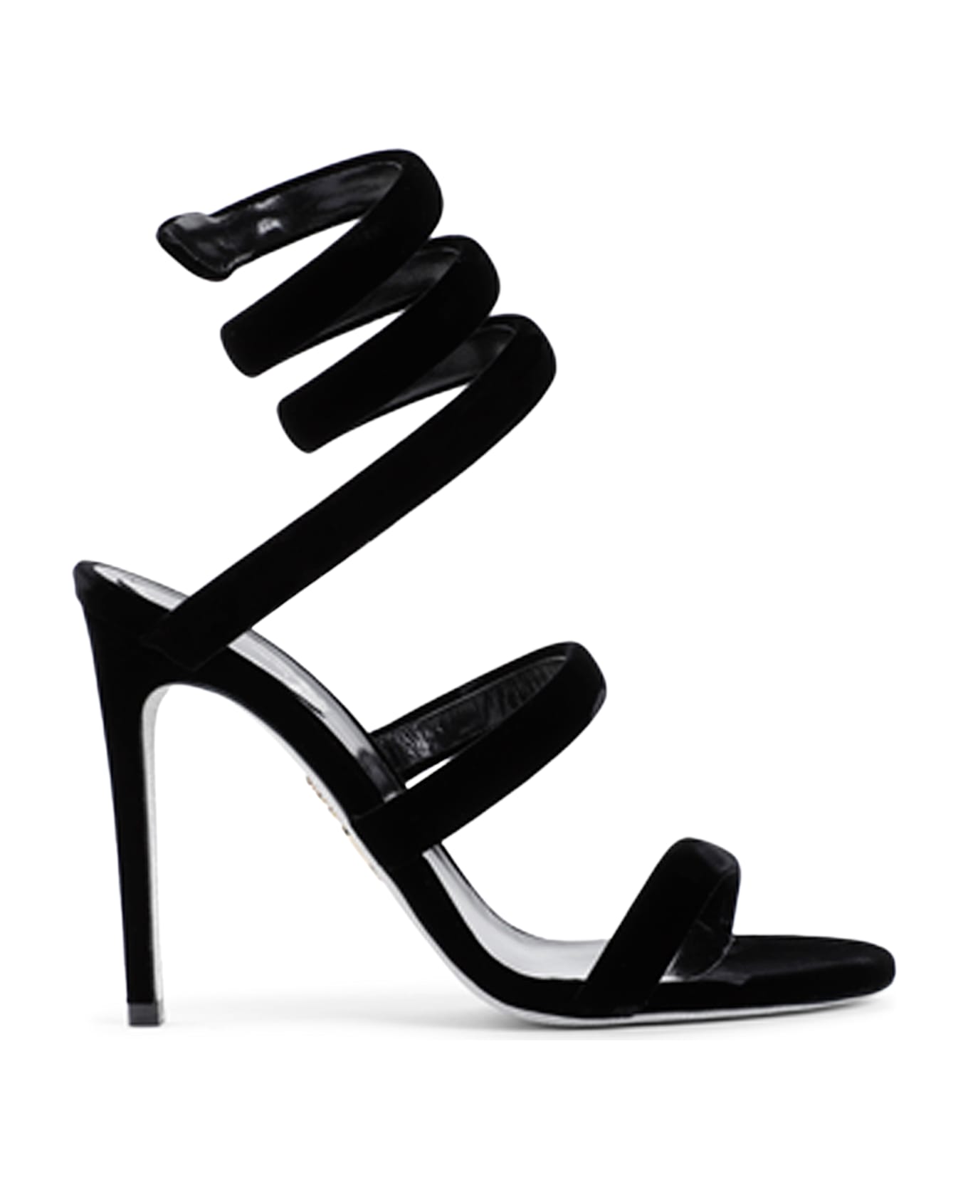 René Caovilla Velvet Snake Sandals - Black Velvet