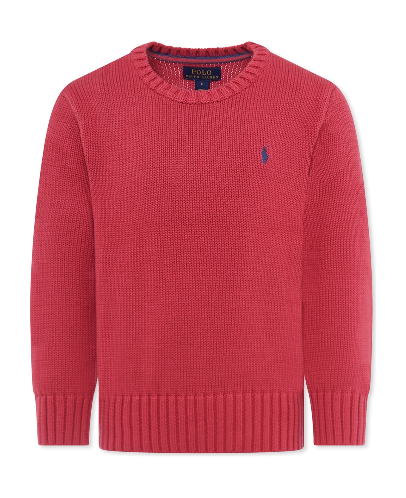 Ralph Lauren Red Sweater For Kids With Horse - Red ニットウェア＆スウェットシャツ