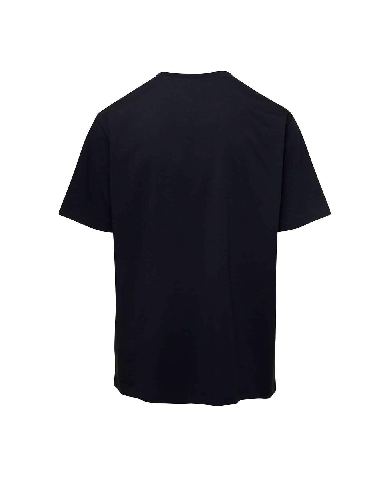 Balmain Black Crew Neck T-shirt With Logo Print On The Chest In Cotton Man - Black