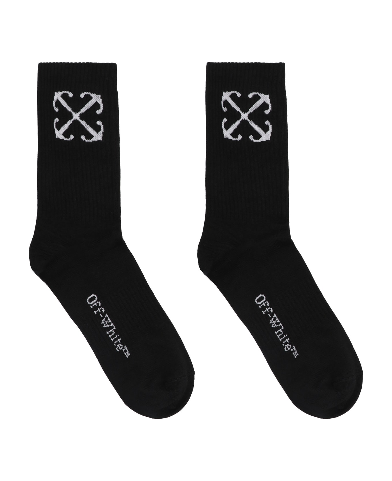Off-White Logo Cotton Blend Socks - black