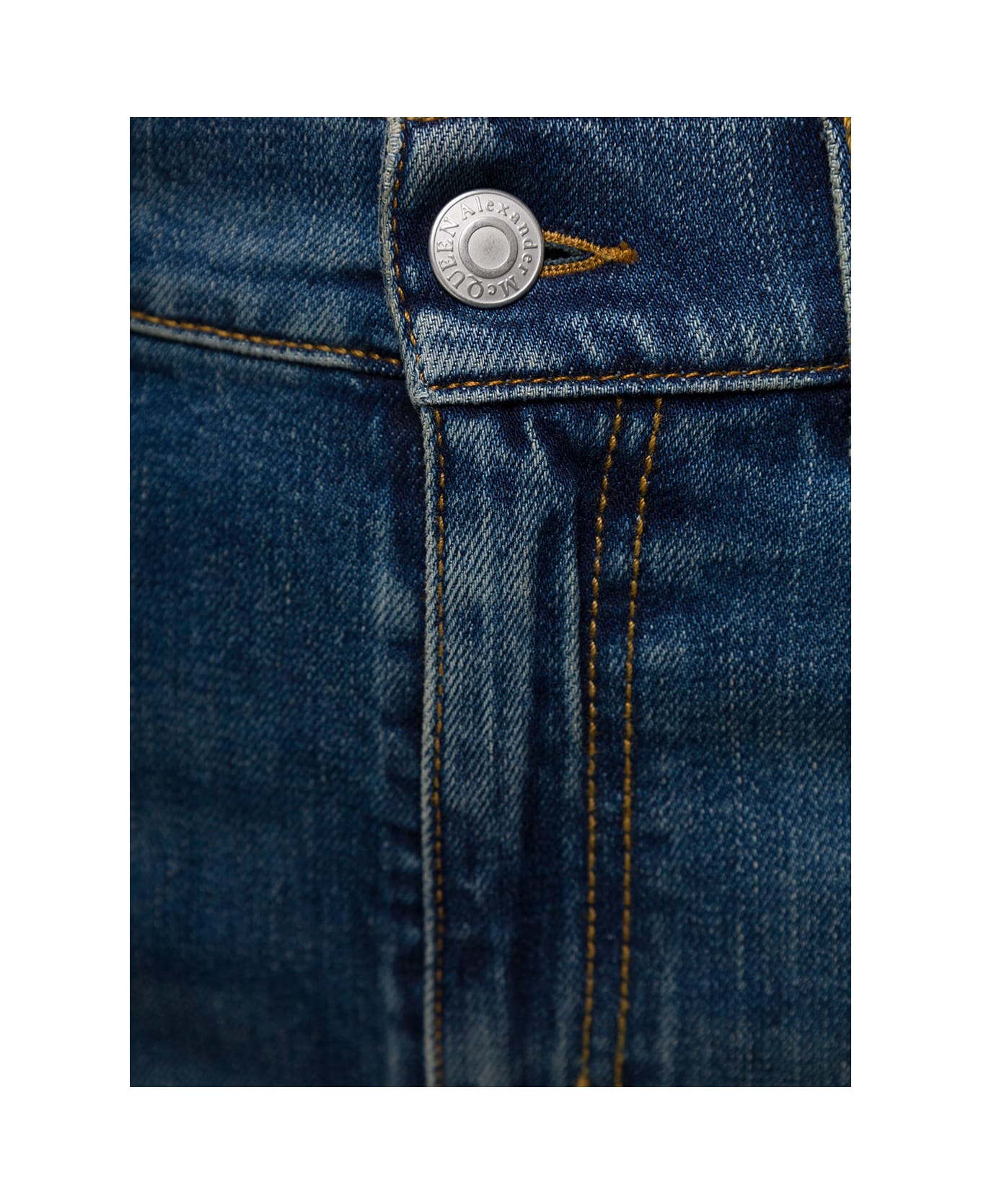 Alexander McQueen Blue 5-pocket Flared Jeans With Logo Patch In Cotton Denim Woman - Blu