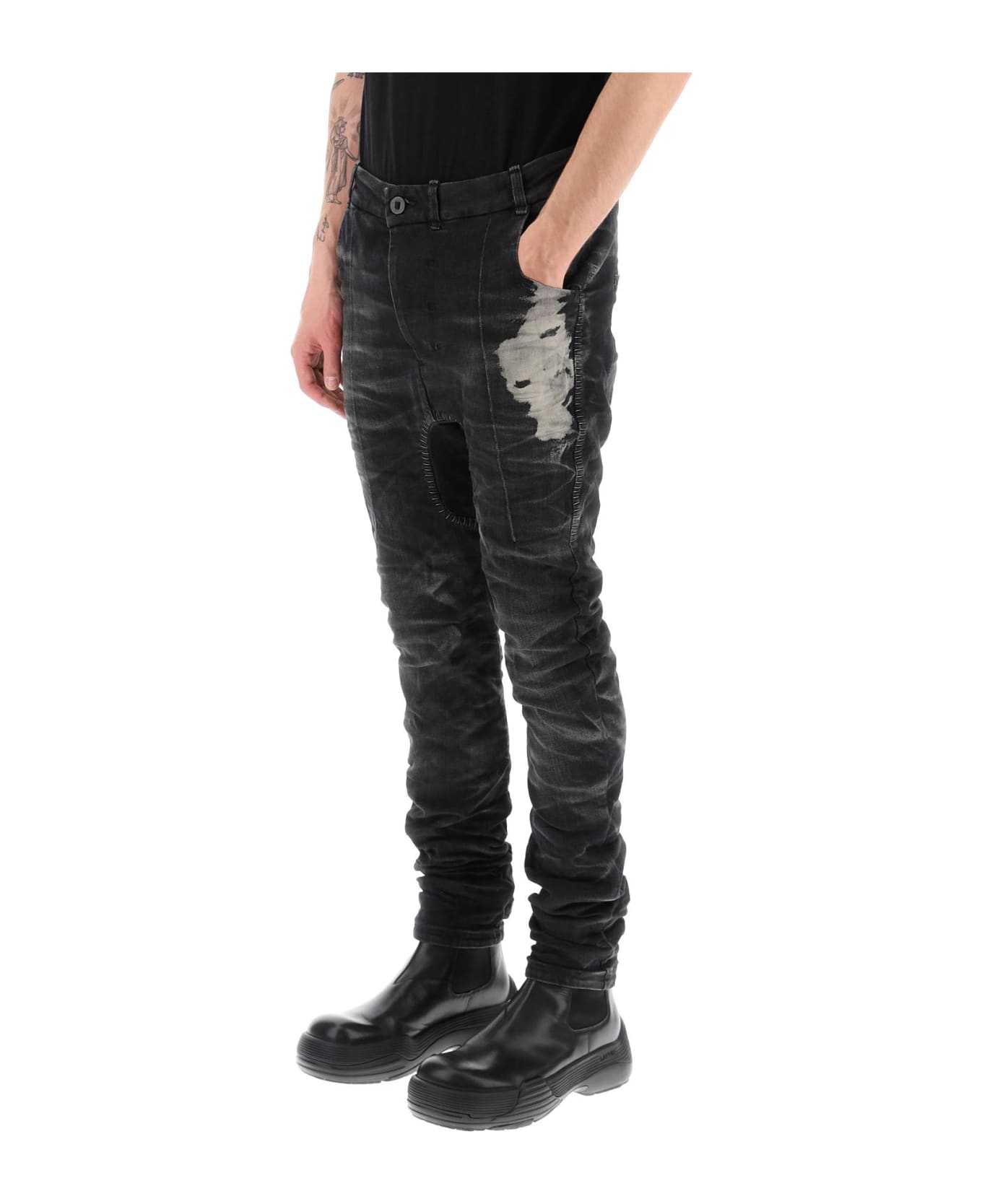 Boris Bidjan Saberi Stone Washed Jeans With Used Effect - BLACK DENIM (Black) デニム