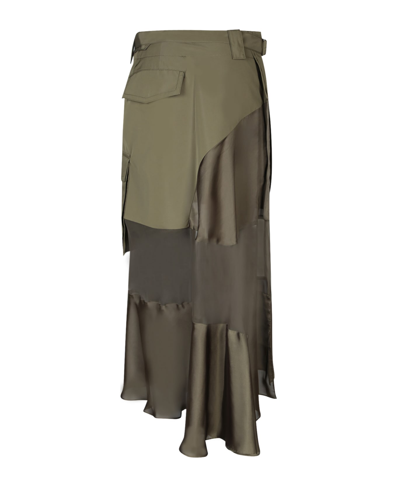Sacai Kaki Fabric Combo Midi Skirt - Green スカート