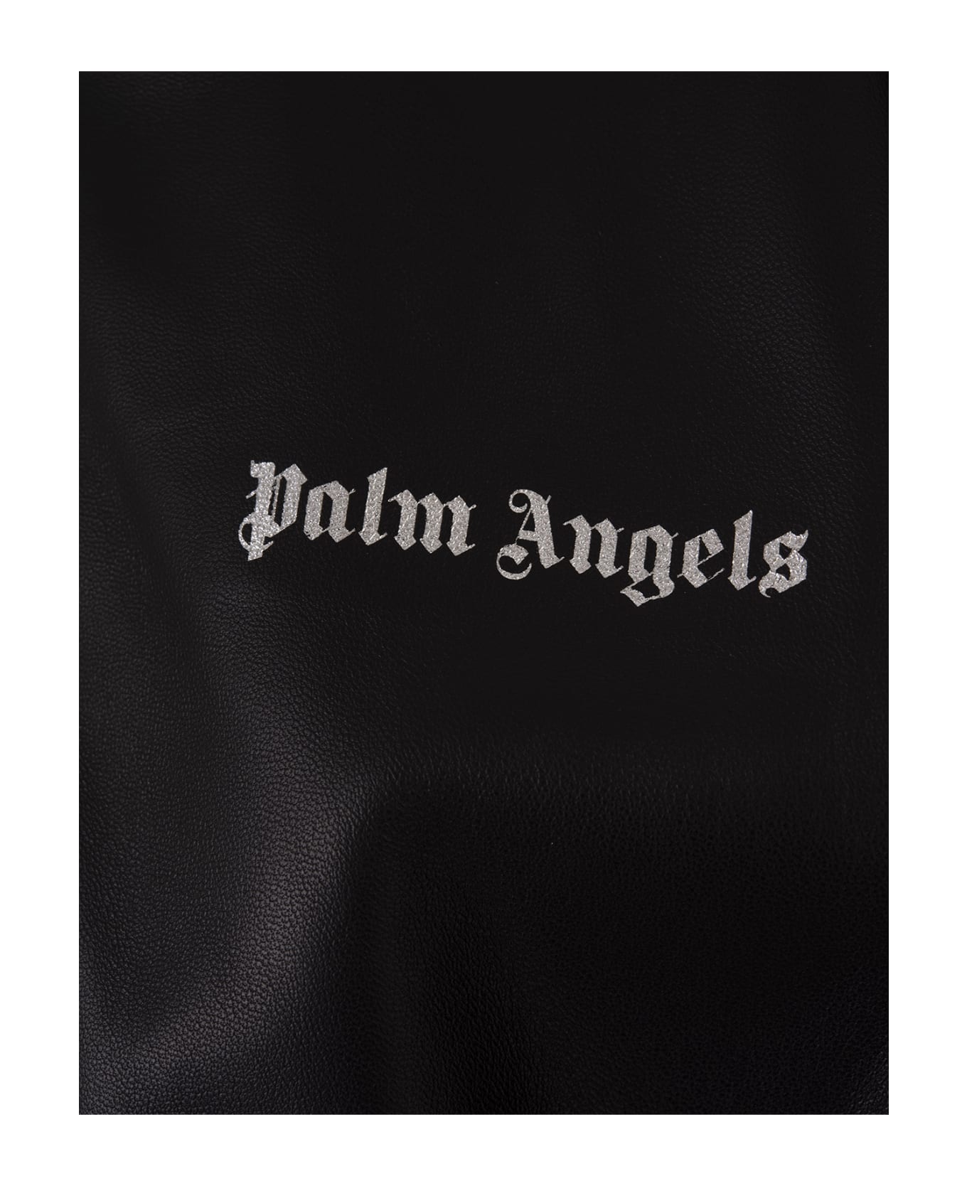 Palm Angels Black Hooded Leather Jacket With Logo - Black レインコート