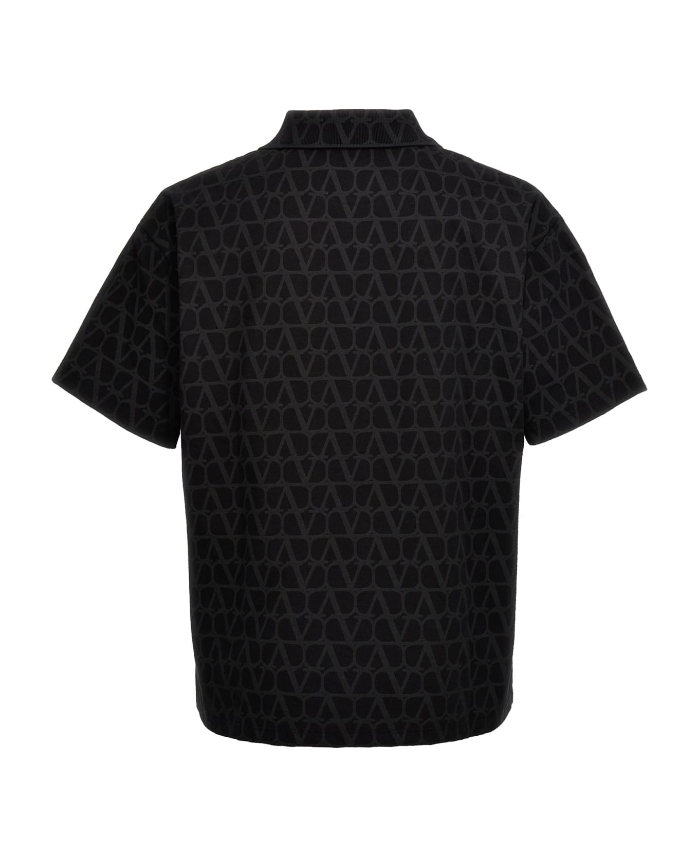 Valentino 'toile Iconographe' Polo Shirt - Black