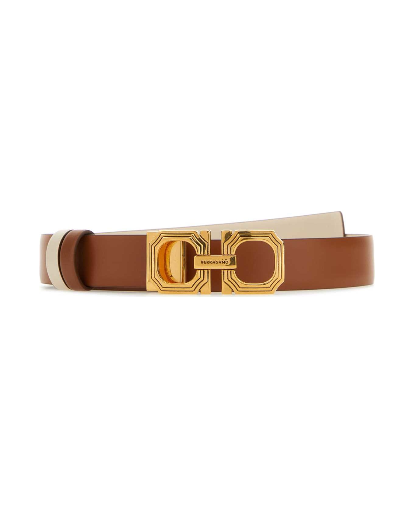 Ferragamo Light Brown Leather Reversible Belt - SELLABONE