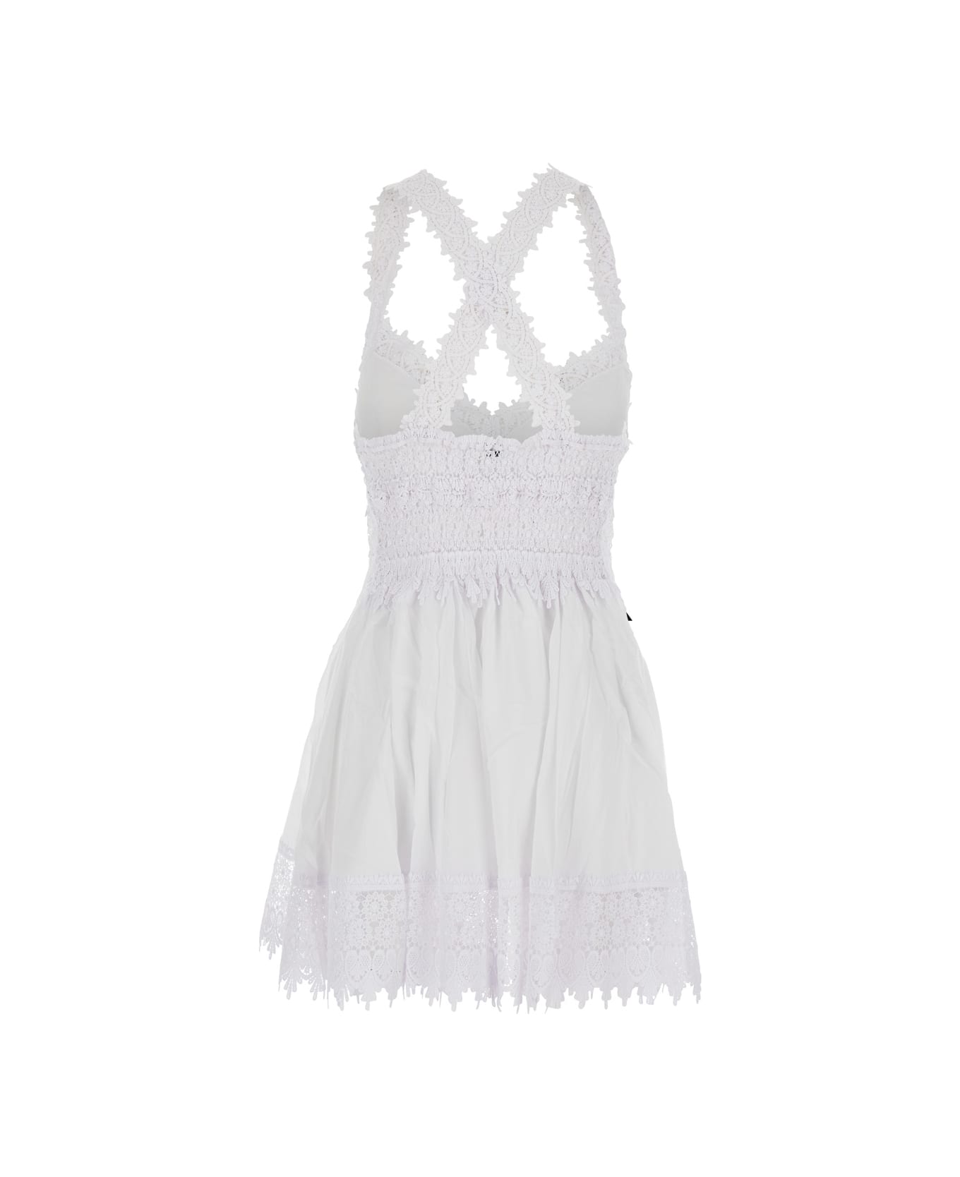 Charo Ruiz 
marilyn
 White Dress With Crossed Straps And Lace Details In Cotton Woman - White