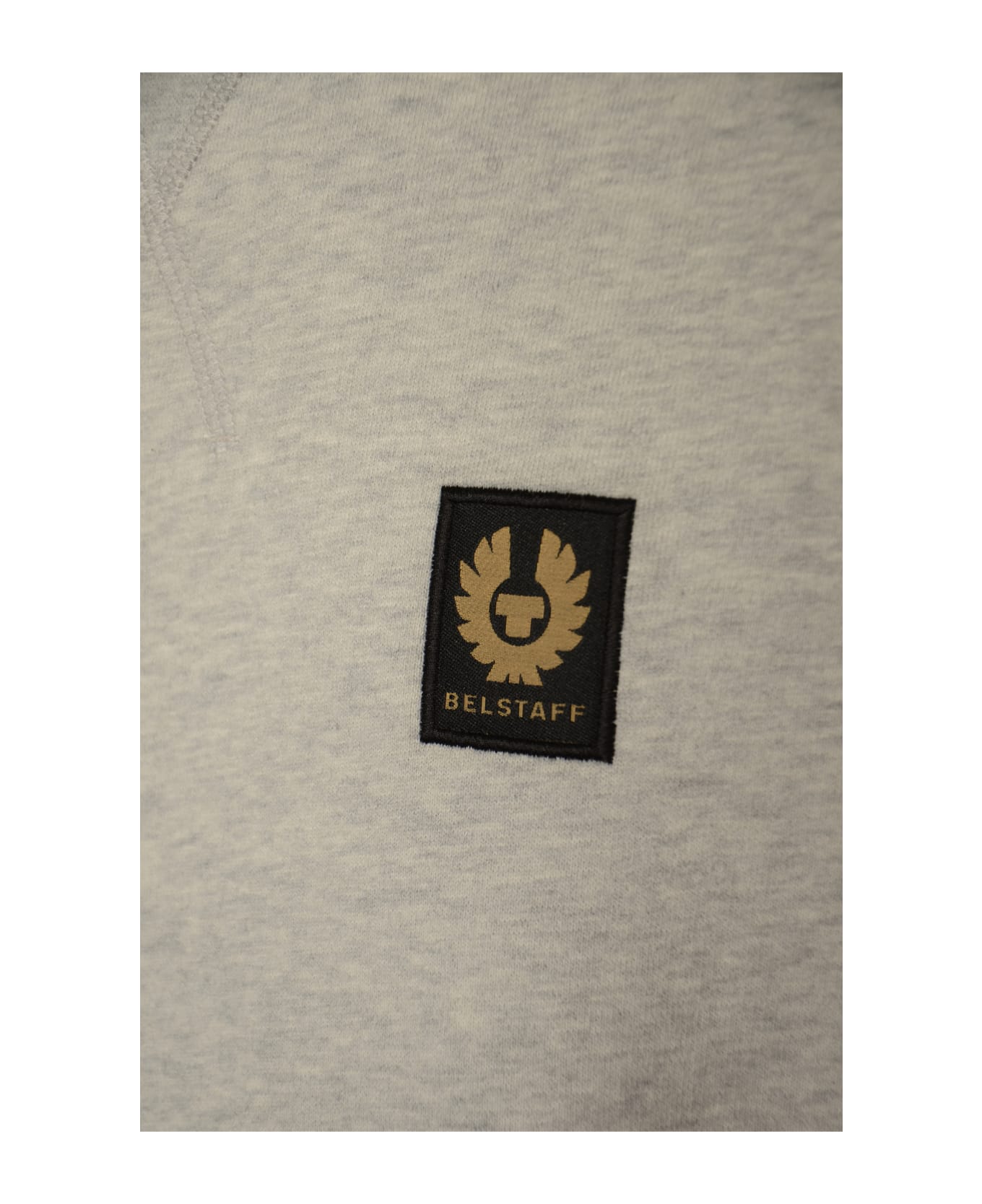 Belstaff Logo Patched Ribbed Sweatshirt - Old Silver Heather